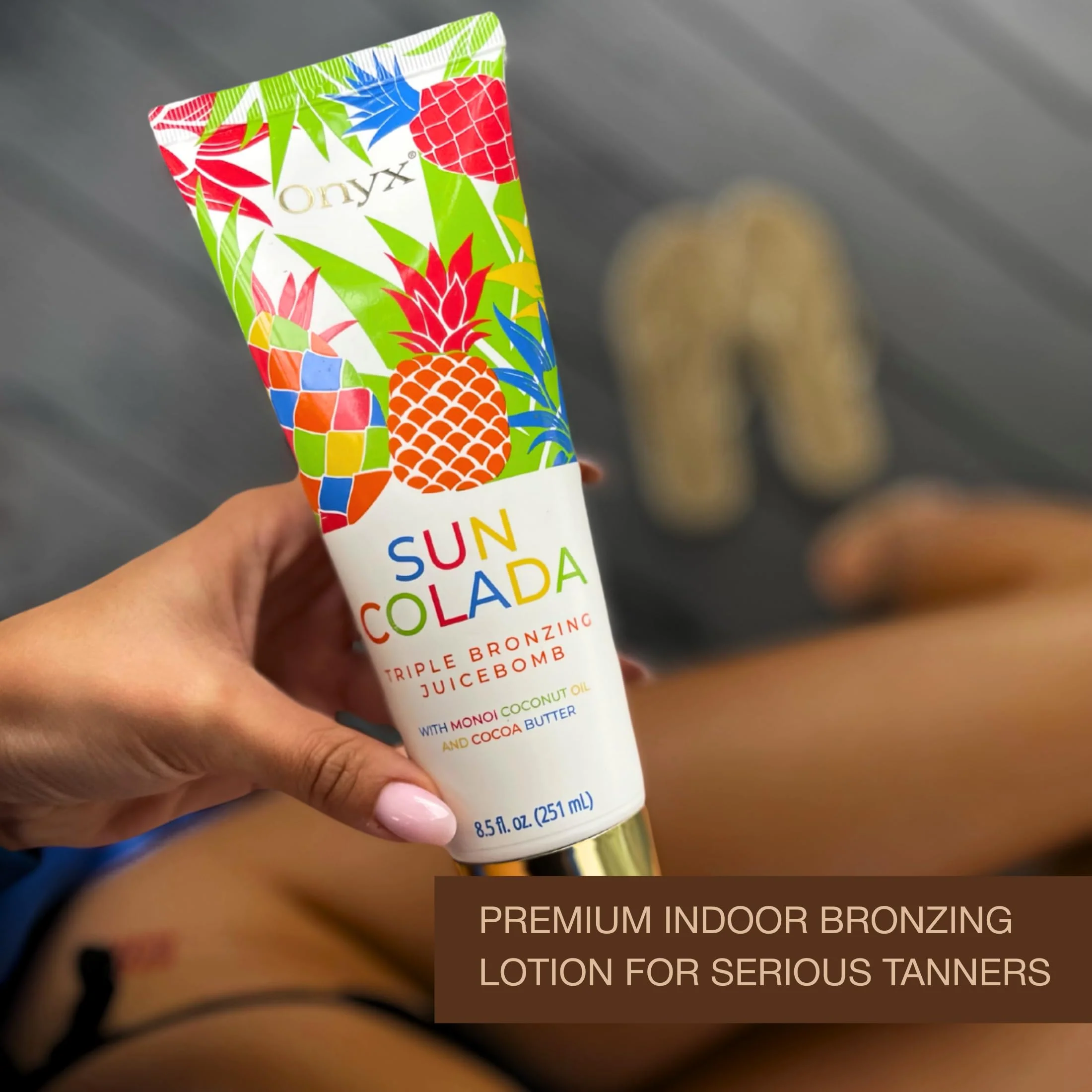 Onyx Suncolada Triple Bronzing Lotion for Tanning Bed - Indoor Dark Tanning Accelerator with Bronzer | Anti-Aging, Hydrating, Streak-Free formula | 8.5 fl oz - Image 2