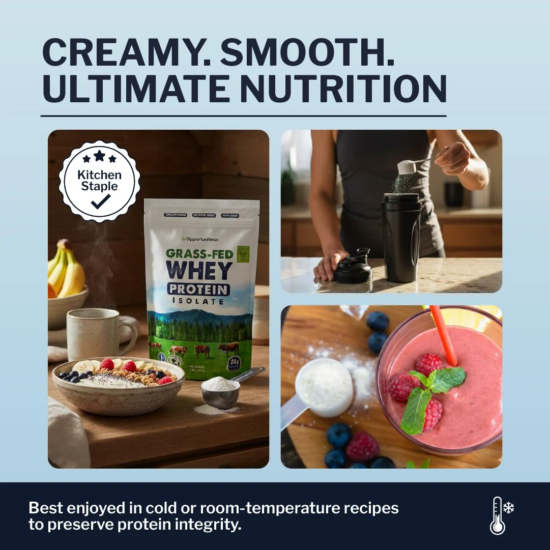 Opportuniteas Grass Fed Whey Isolate Protein Powder – Unflavored, Heavy-Metal Tested, 28g Protein, Sourced from Ireland, Hormone-Free, Non-GMO, Packaged in USA – 1lb - Image 2