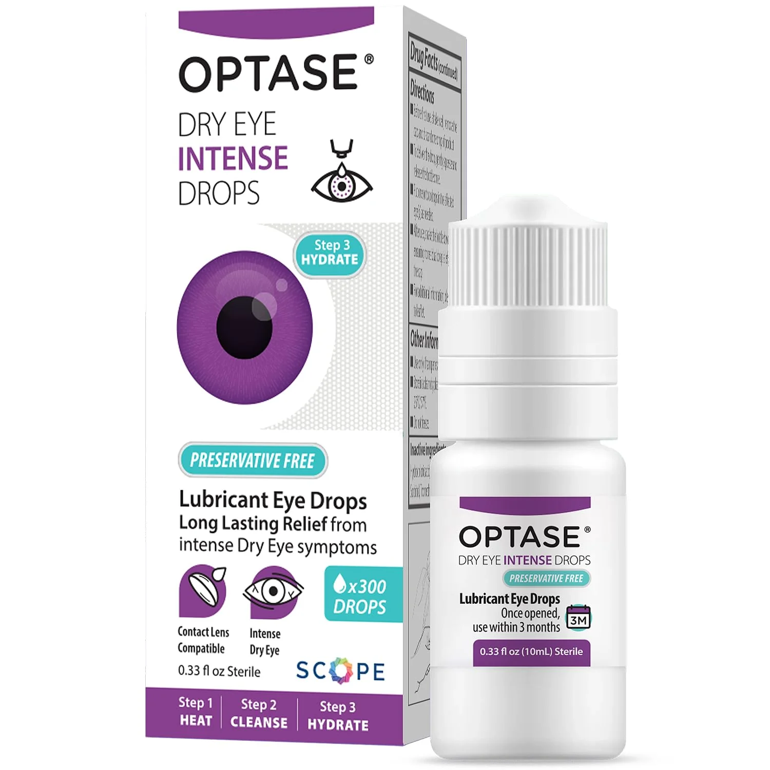 OPTASE Dry Eye Intense Drops - Preservative Free Eye Drops - Multidose Bottle - Step 3 Hydrate - .33 fl oz, 300 Doses - Image 2