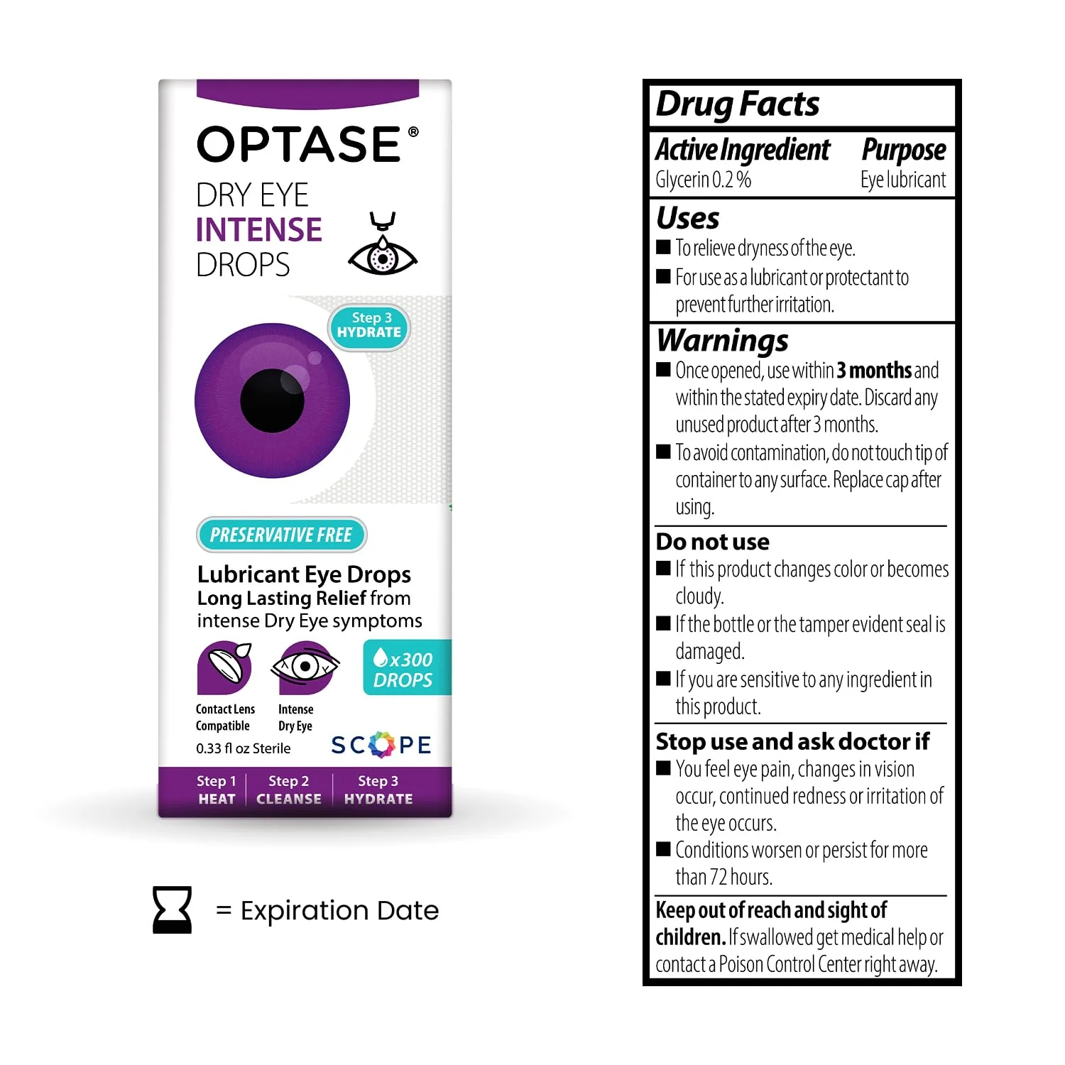OPTASE Dry Eye Intense Drops - Preservative Free Eye Drops - Multidose Bottle - Step 3 Hydrate - .33 fl oz, 300 Doses - Image 3