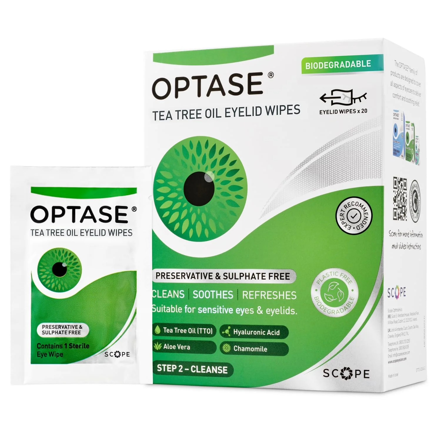 Optase Tea Tree Oil Eyelid Cleansing Wipes - Daily Hygiene & Relief from Blepharitis, Tired and Dry Eyes - 3x20 Pack - Image 2
