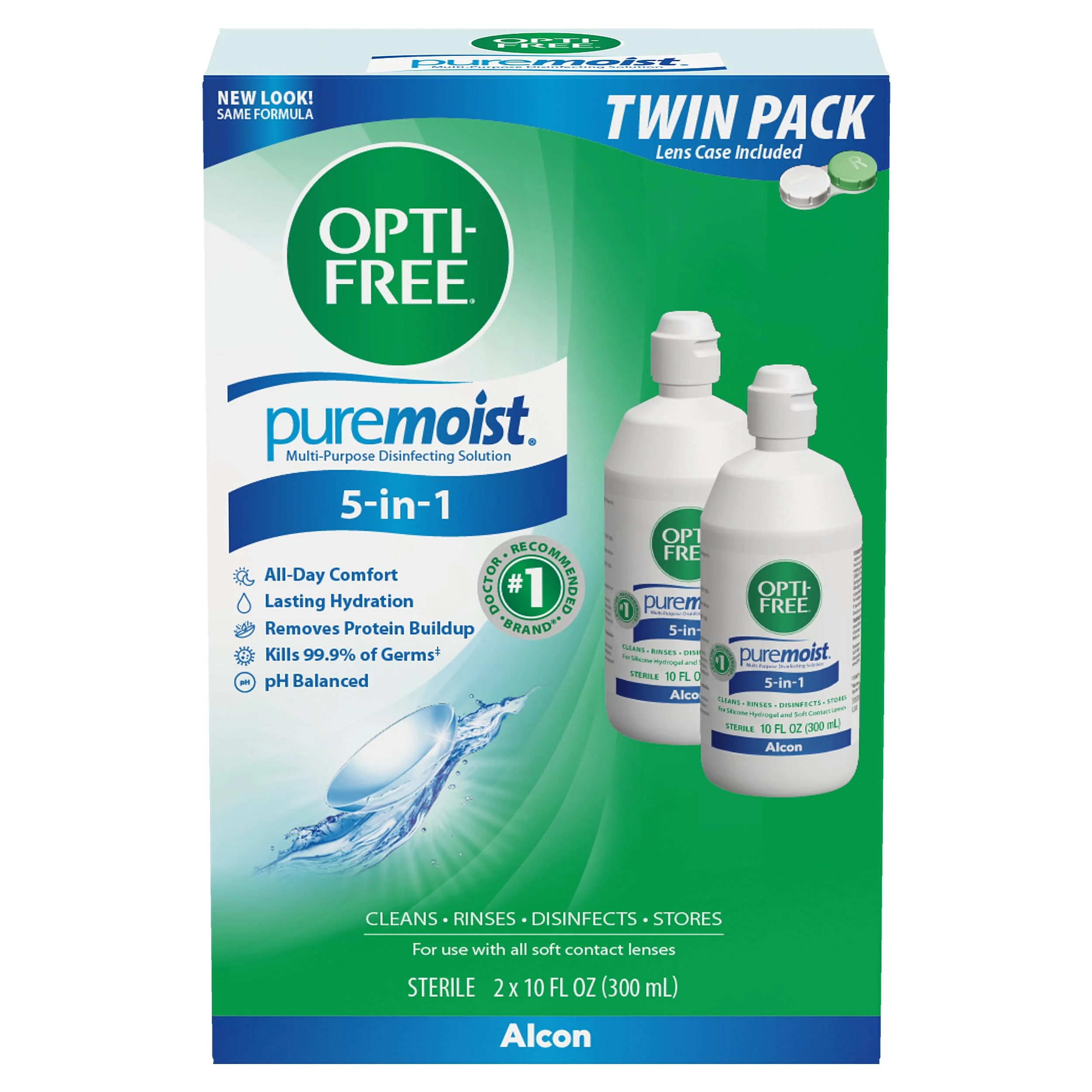 Opti-Free Puremoist Multi-Purpose Contact Lens Solution with Lens Case, 20 Fl Oz (pack of 2- 10oz bottles) - Image 6