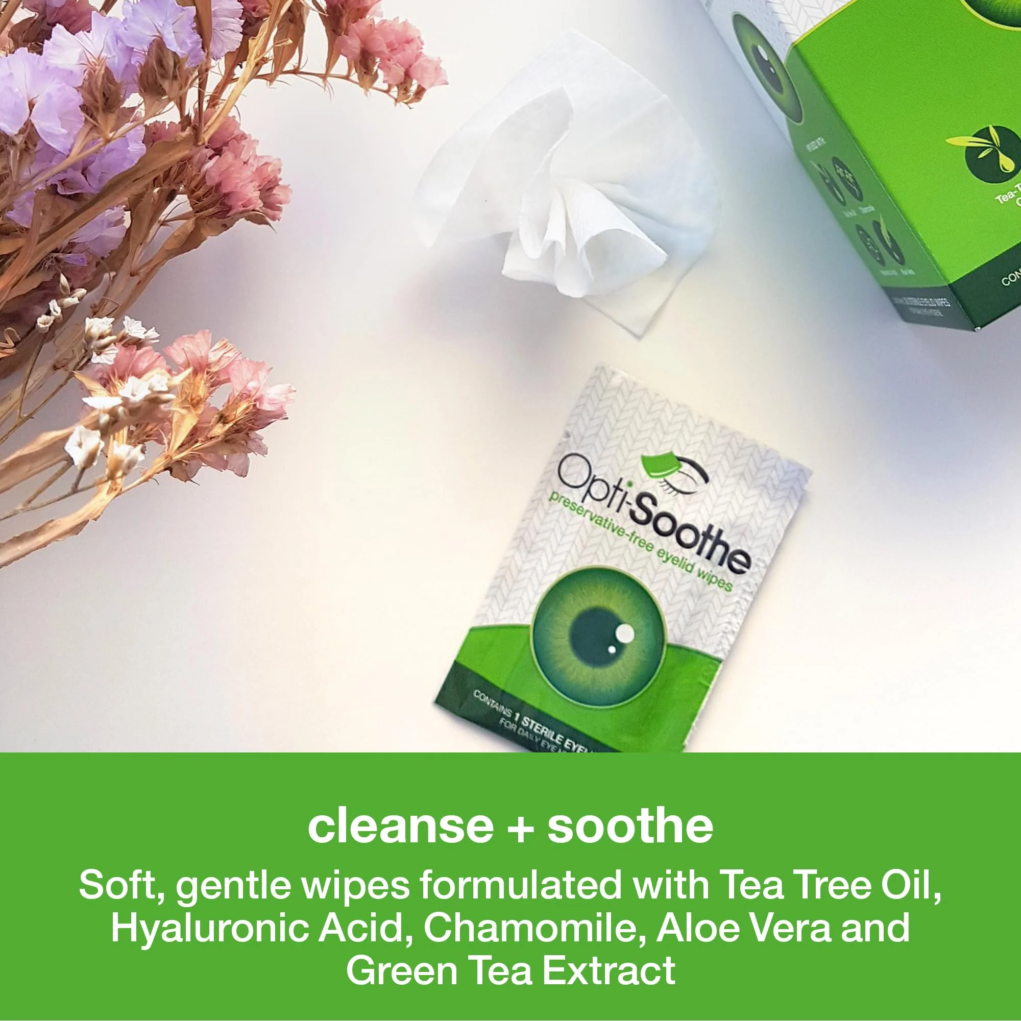 Opti-Soothe Preservative-Free Eyelid Wipes - 30 Moist Towelette For Daily Eyelid Cleaning - Preservative-free - Soothing, Moisturising, Natural Ingredients - Image 6