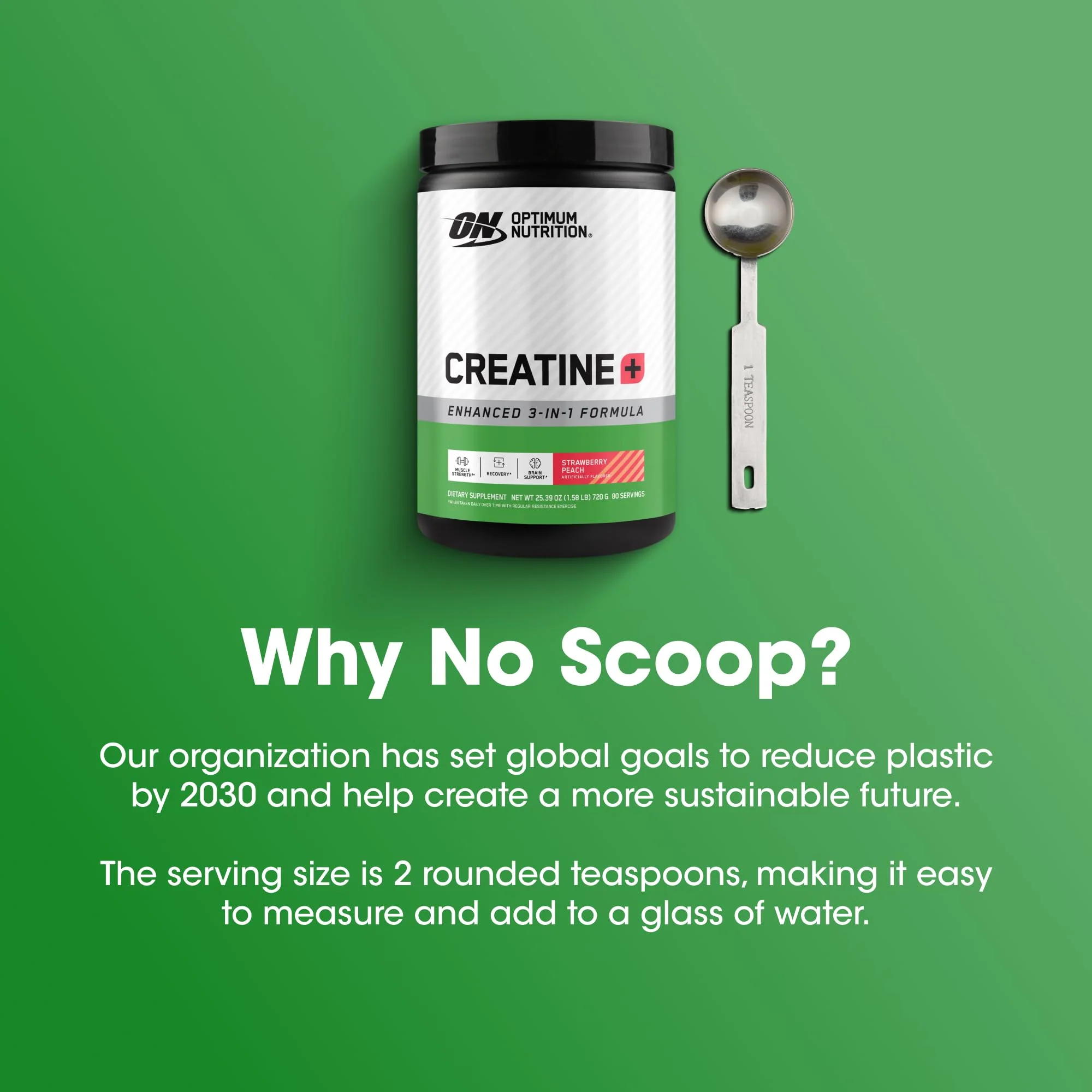 Optimum Nutrition Creatine Monohydrate Plus Powder, Strawberry Peach Flavored Creatine Performance Blend, with Electrolytes for Hydration, Added Vitamins, 80 Servings, 720 Grams (Packaging May Vary) - Image 9