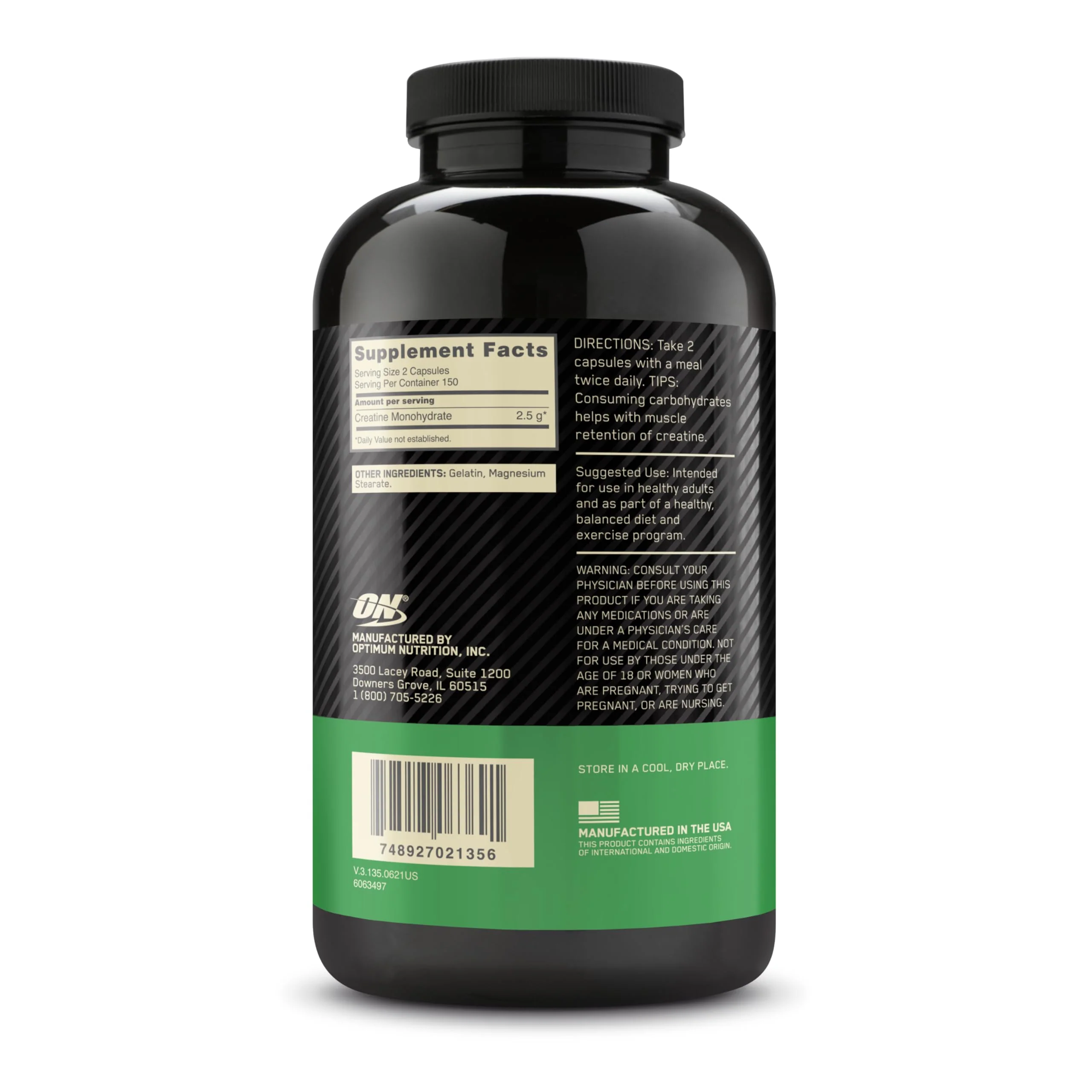 Optimum Nutrition Micronized Creatine Monohydrate Capsules, Keto Friendly, 2500mg, 300 Capsules (Packaging May Vary) - Image 4