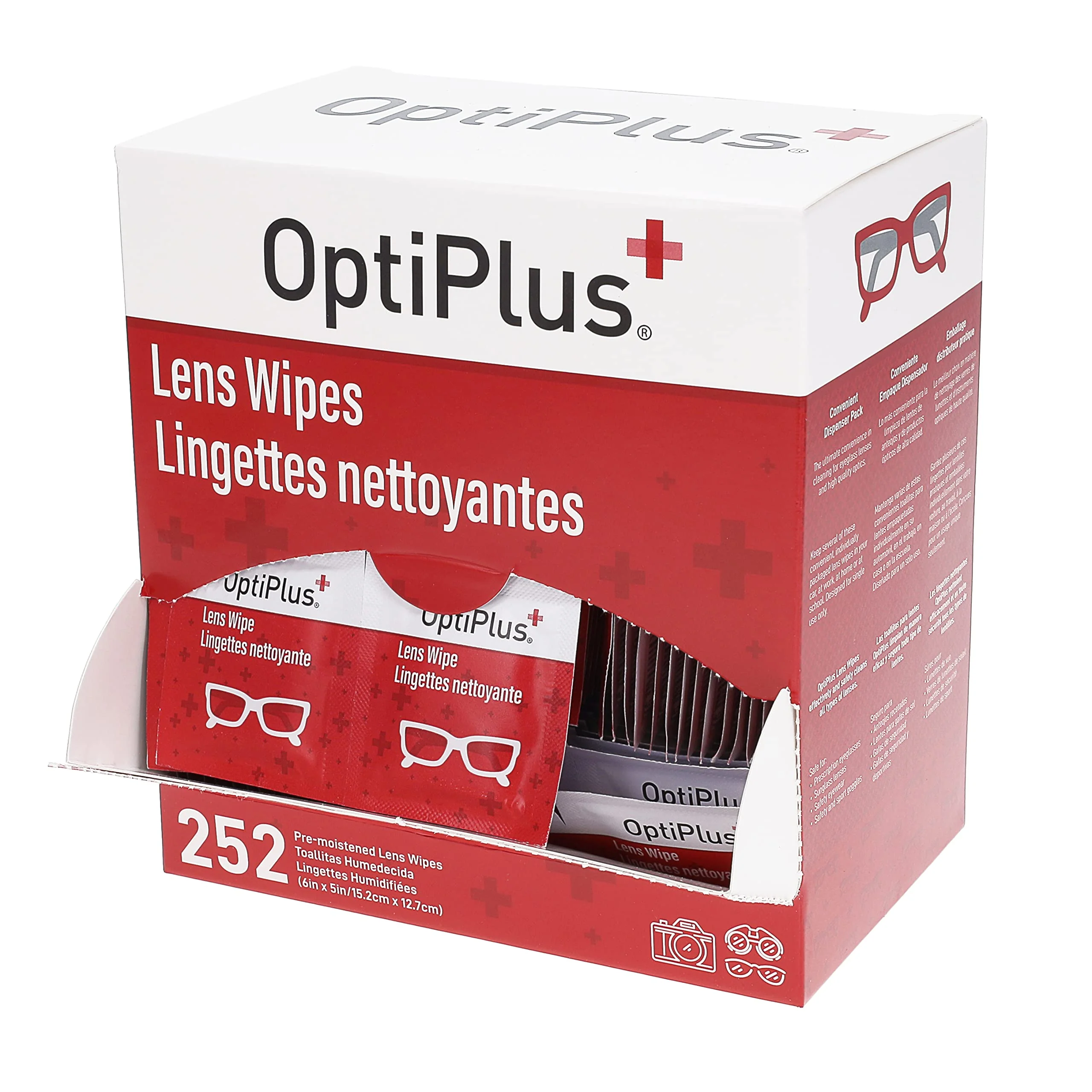OptiPlus Eyeglass Lens Wipes l Pre-Moistened l Cleaning Wipes for Glasses, Computer & Laptops Screens, Smart Phones, Optical Lens, Goggles, and Watch Screen l Quick-Dry & Scratch-Free | 252 Count - Image 3
