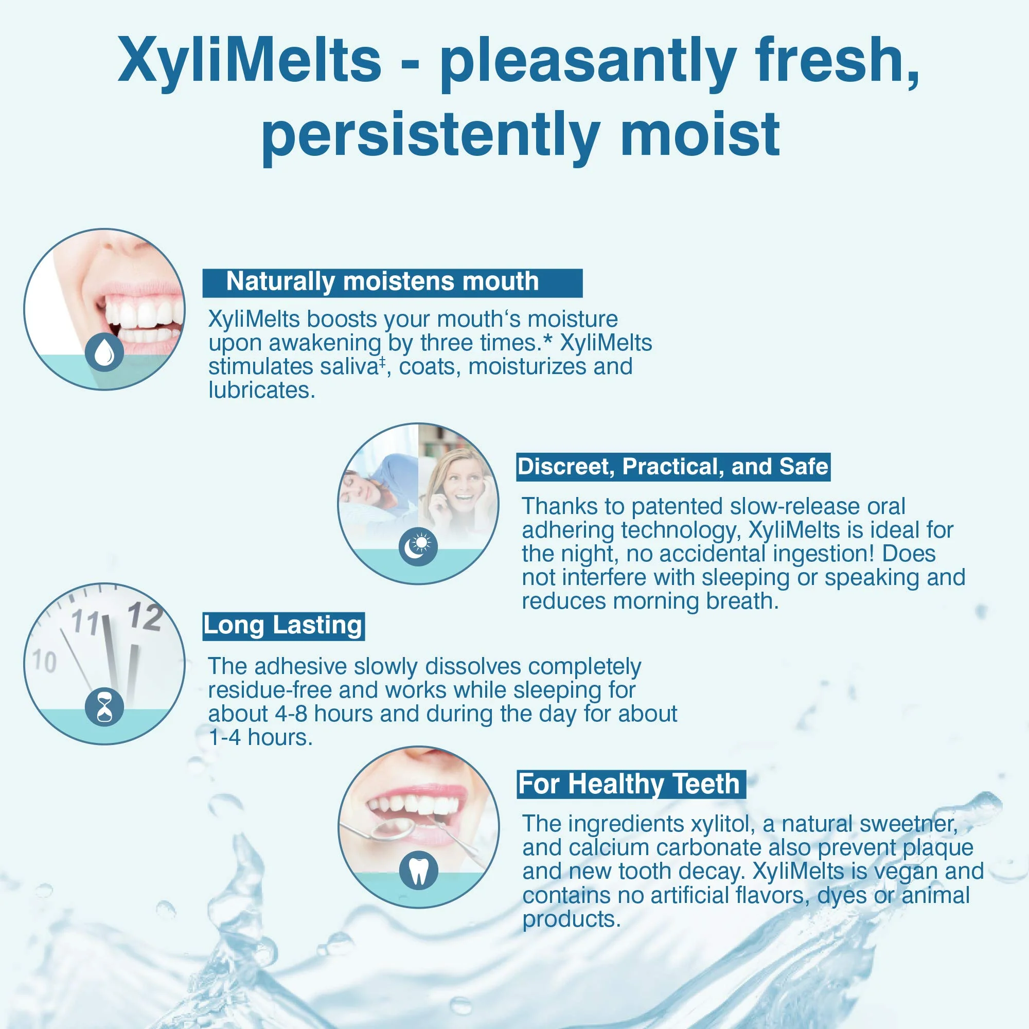 Oracoat XyliMelts for Dry Mouth Night Time or Day - Moisturizing Dry Mouth Adhering Discs, Sugar Free with Xylitol, 100 Count, Slightly Sweet Flavor, 8-Hour Relief - Image 5