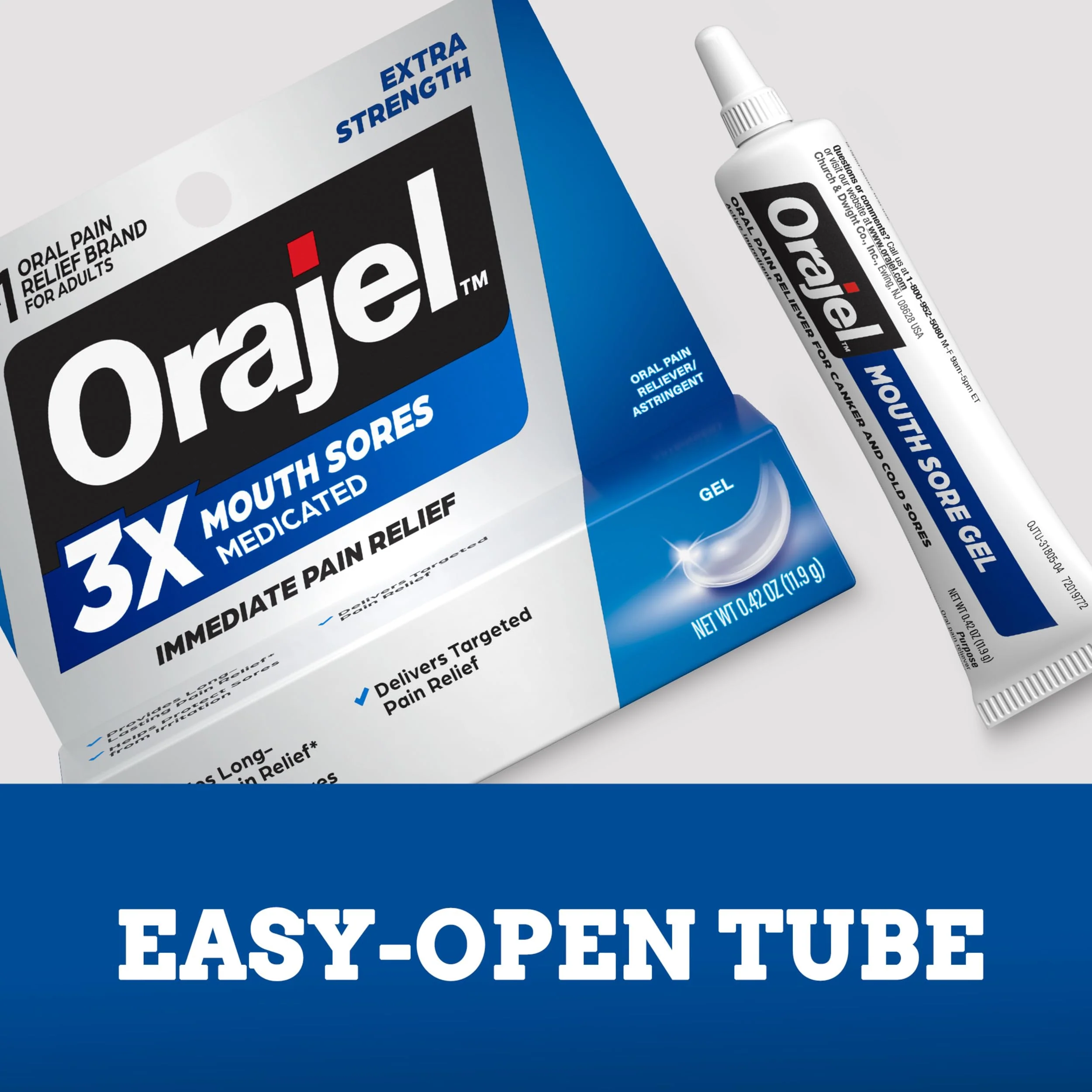 Orajel 3X for Mouth Sores: Maximum Strength Gel Tube 0.42oz- from #1 Oral Pain Relief Brand - Image 6
