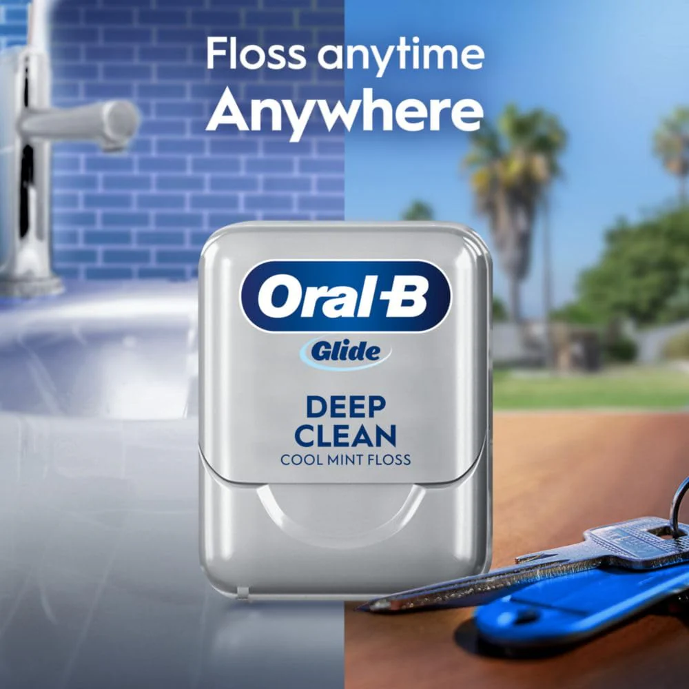 Oral-B Glide Dental Floss, Shred Resistant, Gentle on Gums, Natural Wax, Slides Smoothly, Deep Clean Cool Mint Flavor, 40 M, 3 Count - Image 6