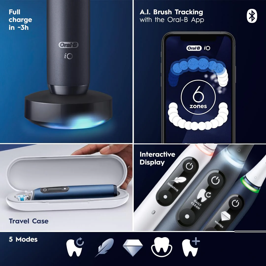 Oral-B iO Series 7G Electric Toothbrush with Replacement Brush Head, White Alabaster - Image 7