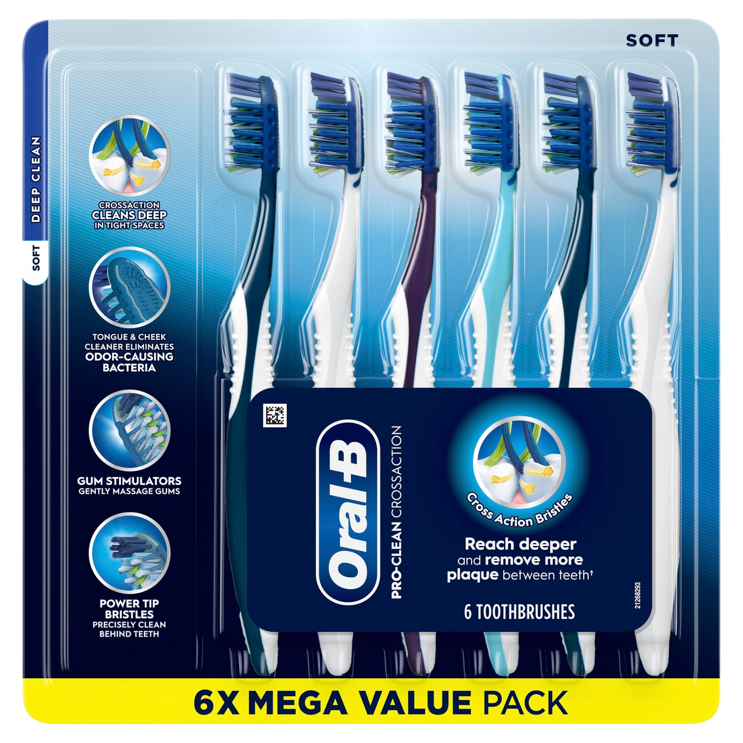 Oral-B Pro Clean Cross Action Toothbrushes, Deep Plaque Removal, 6 Count - Image 7