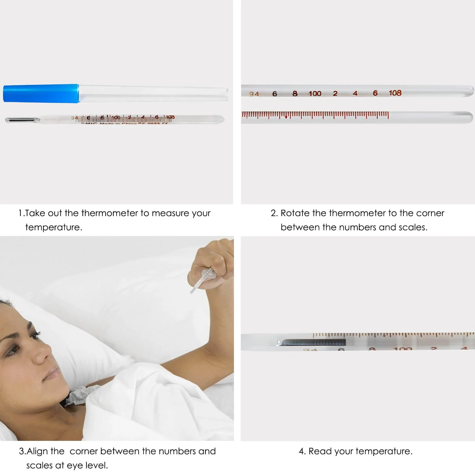 ℉ Oral Thermometer for Adults and Kids 2PCS - Glass Thermometer for Rectal Temperature - Accurate Easy Reading by HARIKA LIFE - Image 2