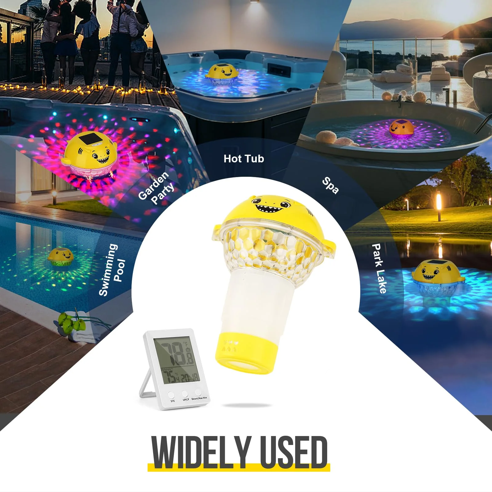 ORAPXI Solar Pool Chlorine Floater with Remote Temperature Monitor & LED Lights - Floating Chlorine Tablet Dispenser for Pool, Hot Tub and Spa - Image 2