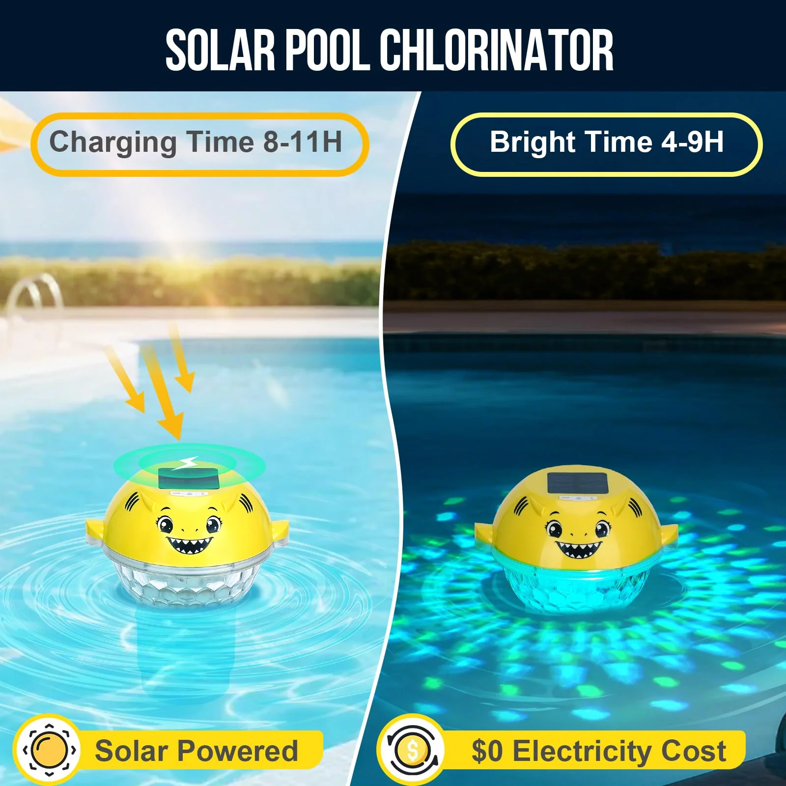 ORAPXI Solar Pool Chlorine Floater with Remote Temperature Monitor & LED Lights - Floating Chlorine Tablet Dispenser for Pool, Hot Tub and Spa - Image 6