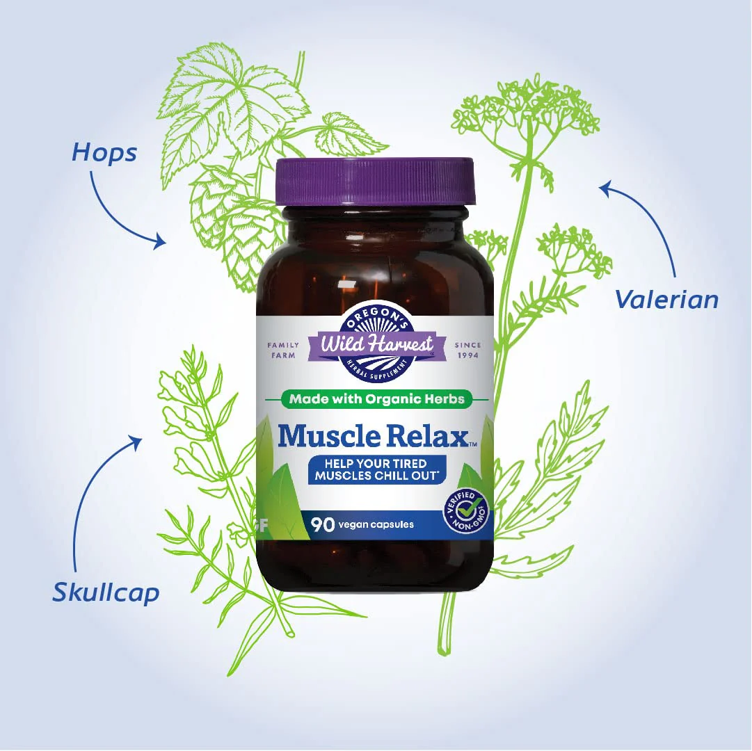Oregon's Wild Harvest Muscle Relax Organic Herbal Supplement Vegan Capsules with Valerian, Hops and Skullcap - 90 Count - Image 6