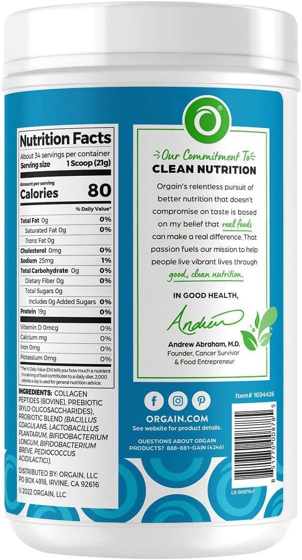 Orgain Collagen +Superfoods with 20 Grams of Grass-Fed Collagen and Vitamin C, Unflavored, 25.6 oz - Image 3