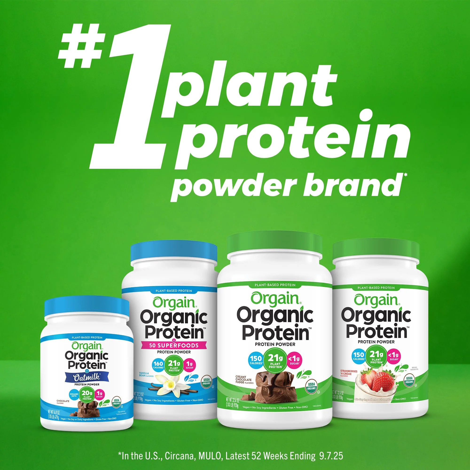 Orgain Organic Vegan Protein Powder, Vanilla Bean - 21g Plant Protein, 6g Prebiotic Fiber, No Lactose Ingredients, No Added Sugar, Non-GMO, For Shakes & Smoothies, 2.03 lb (Packaging May Vary) - Image 7