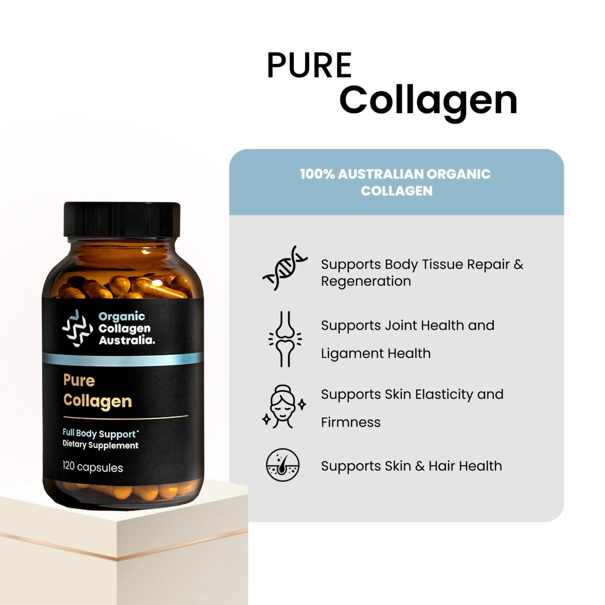 Organic Collagen Australia Pure Hydrolyzed Collagen Capsules – Bioavailable for Skin Elasticity, Hair Health, and Joint Support – Grass-Fed, Pasture-Raised, Paleo & Keto Friendly (120 Caps) - Image 8