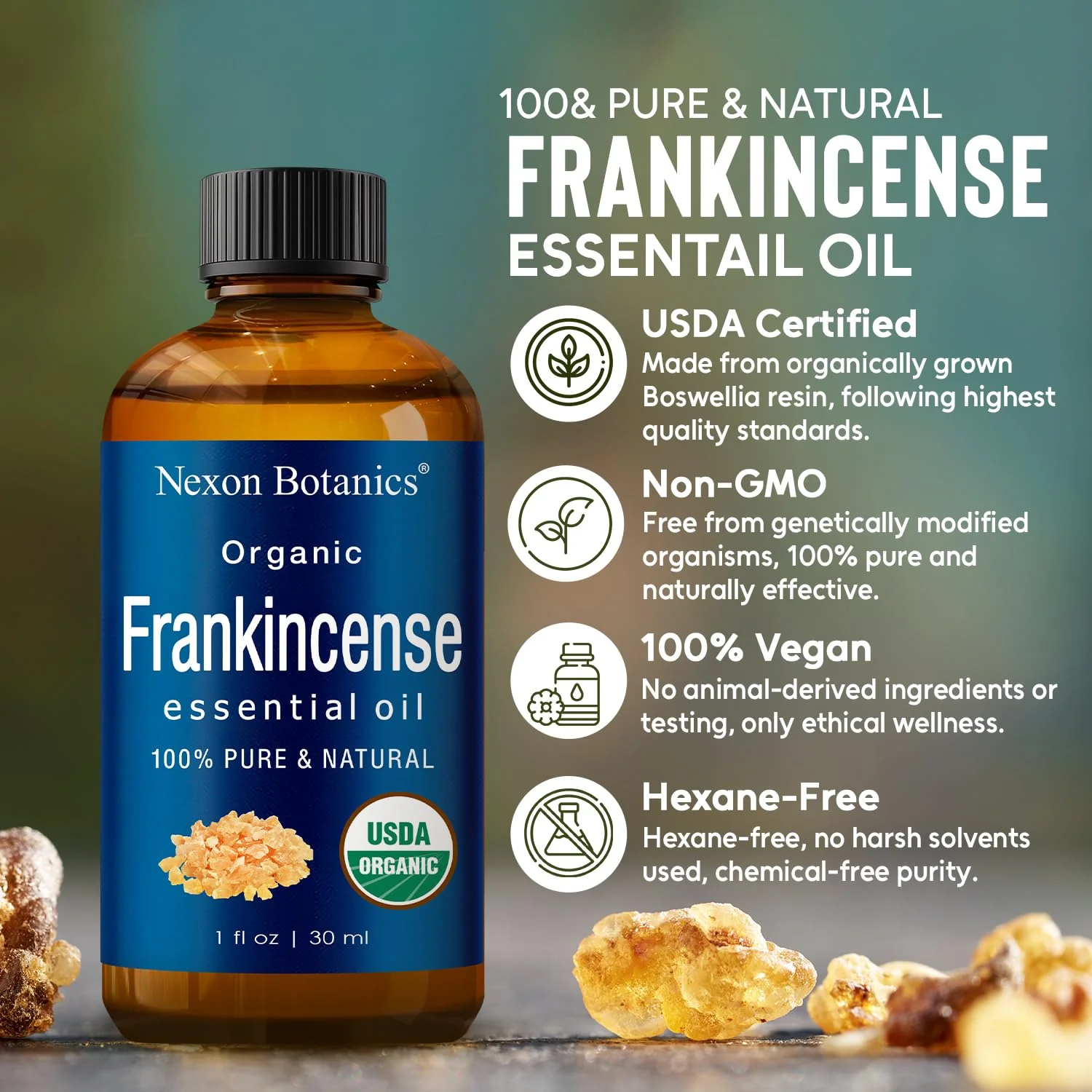 Organic Frankincense Essential Oil 30 ml - Pure, Natural Oils for Aromatherapy, Diffusers, DIY, Candle and Soap Making Scent - Nexon Botanics - Image 3