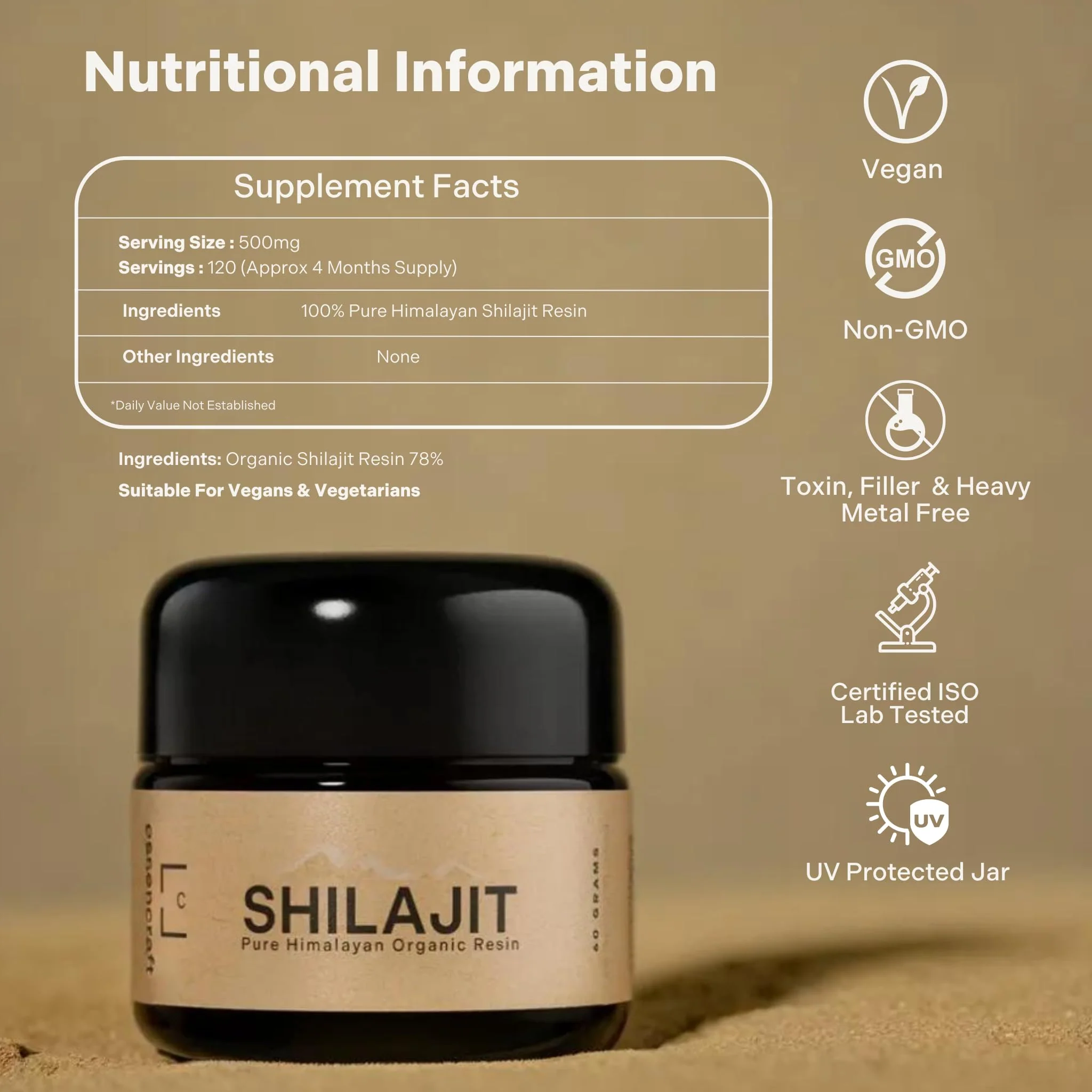 Organic Himalayan Shilajit Resin - 500mg Max Potency, Lab Tested Pure Shilajit for Men and Women, 85+ Trace Minerals Fulvic Acid, Immune Support, Energy & Cognitive Performance, 4 Month Supply, 60g - Image 8