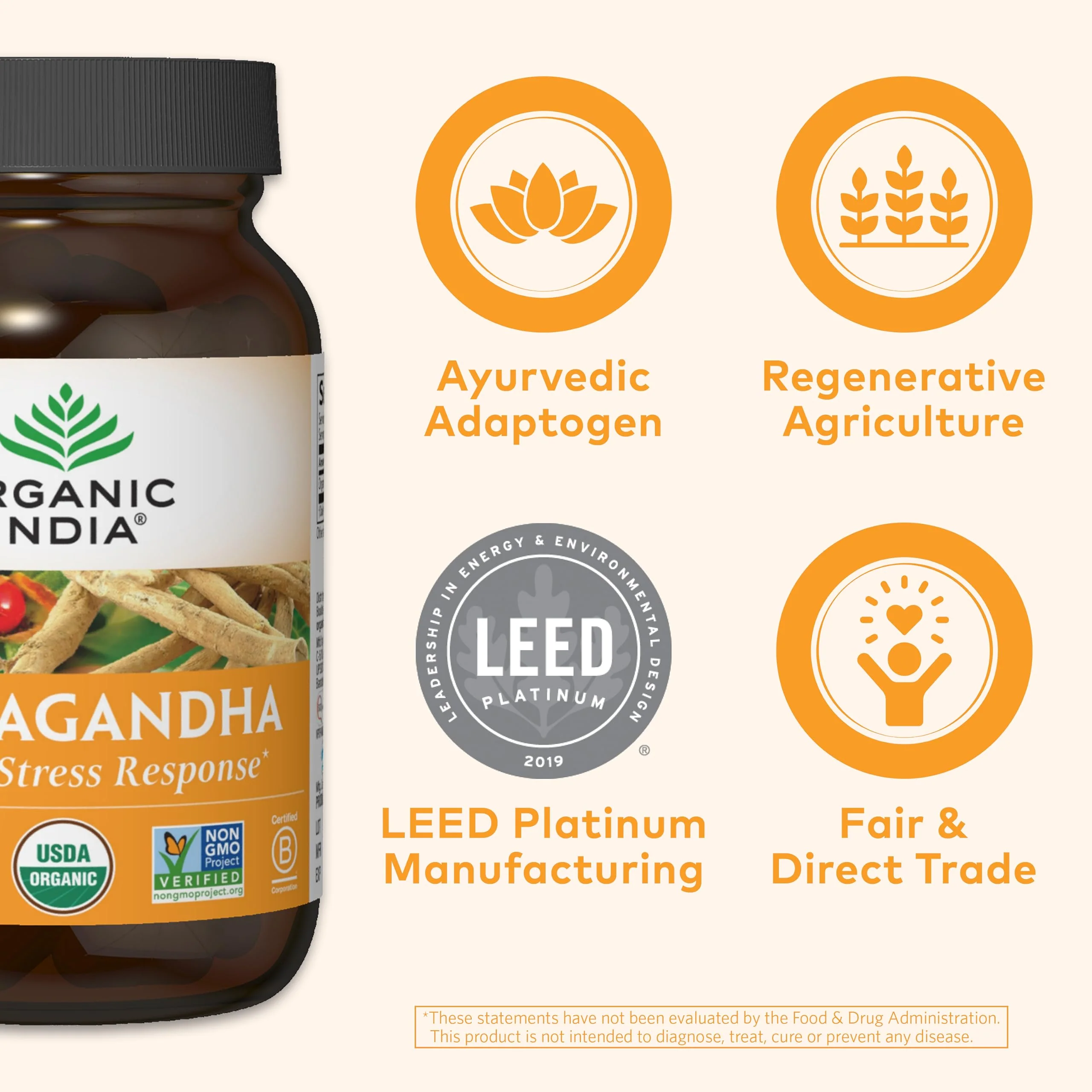 ORGANIC INDIA Ashwagandha Capsules - Organic Ashwagandha Supplement - Vegan Ashwagandha Root, Gluten-Free, Kosher, Non-GMO, Supports Stress Relief, Energy, and Sleep - 90 Capsules - Image 6