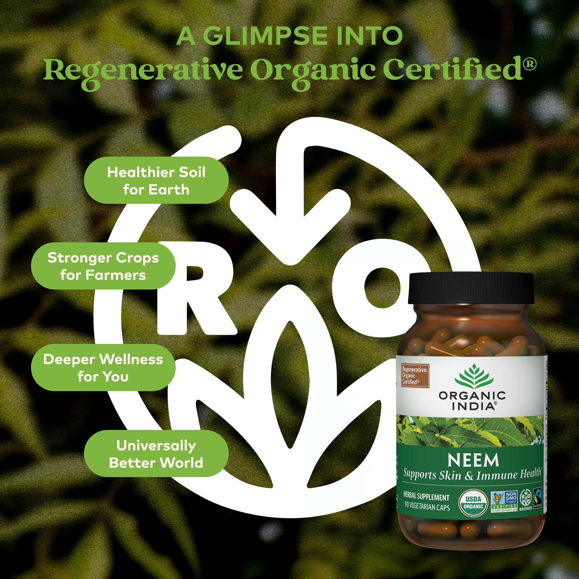 ORGANIC INDIA Neem Leaf Capsules - Herbal Supplement, Supports Skin & Immune Health, Vegan, Gluten Free, USDA Certified Organic - 90 Count - Image 7
