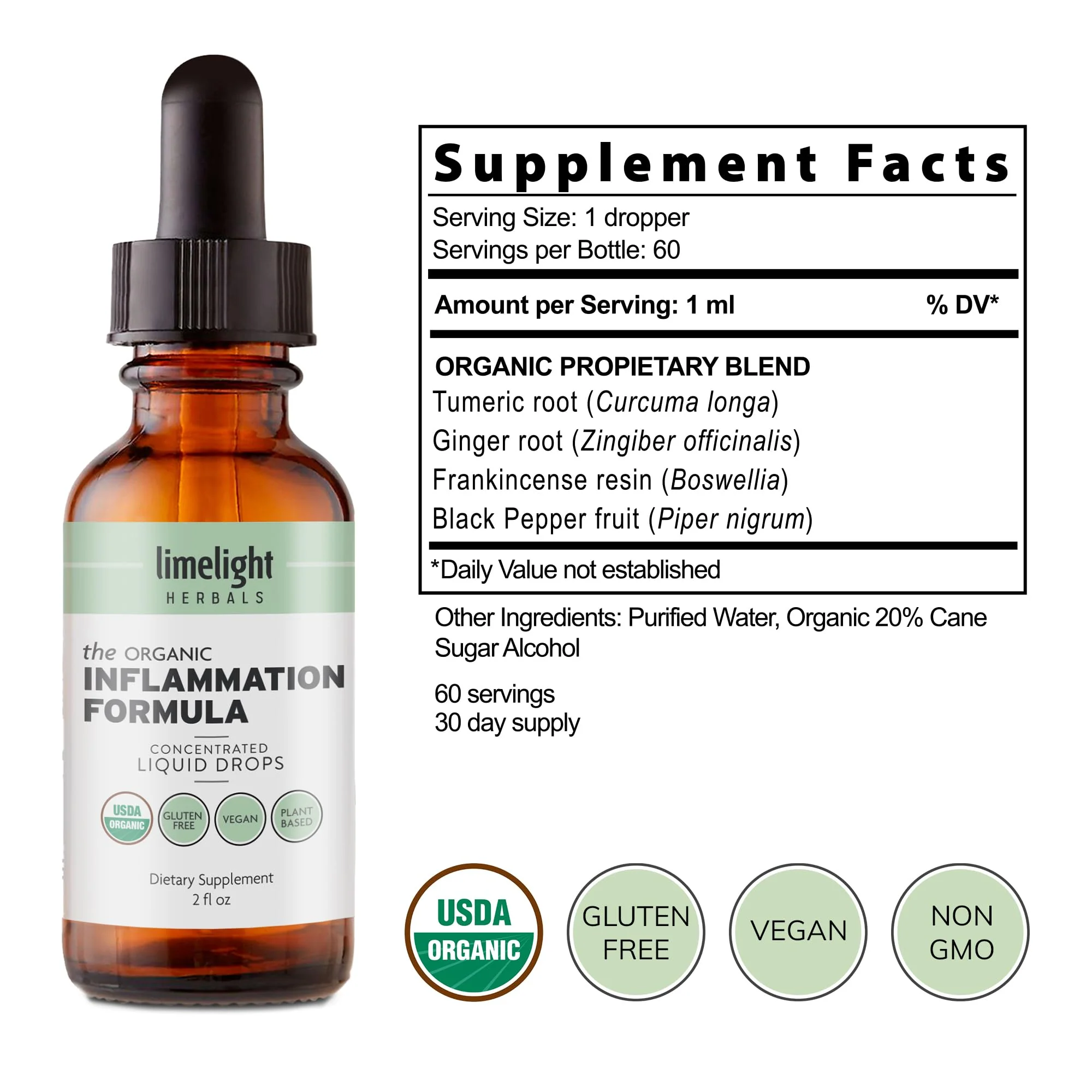 Organic Inflammation Formula Advanced Liquid Drops – Turmeric, Ginger, Boswellia & Black Pepper – Whole-Body Wellness & Inflammatory Support, Joint & Mobility Support – Vegan, Non-GMO – 60 Servings - Image 8