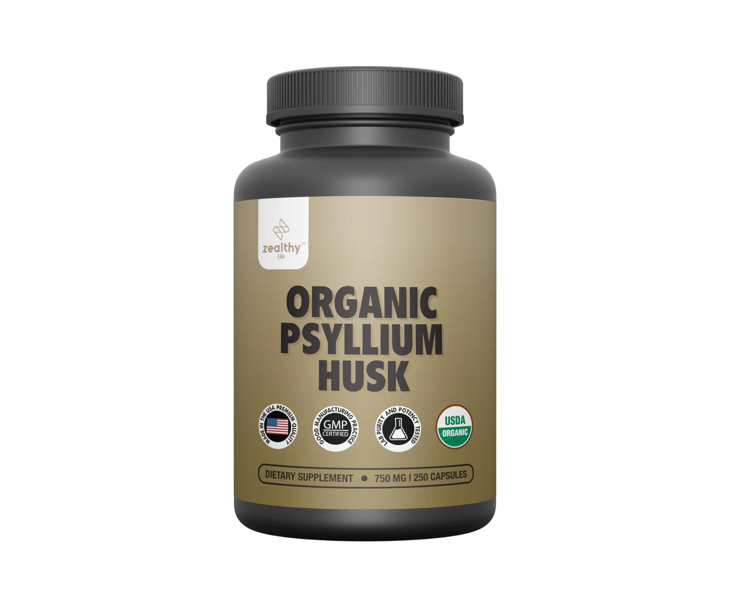 Organic Psyllium Husk Capsules 750 mg, Natural Fiber Supplement for Gut Health* - Alternative to Psyllium Husk Powder, Zealthy Life, 250 Capsules - Image 2