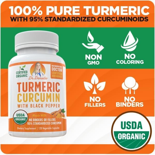 Organic Turmeric Curcumin with Black Pepper Extract 2000mg - High Absorption Ultra Potent Supplement - 95% Curcuminoids - Vegan, Non GMO - 120 Capsules - Image 4