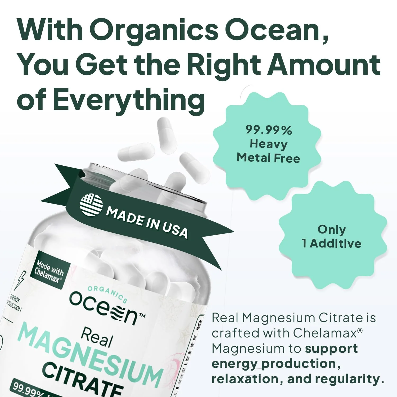 Organics Ocean Real Magnesium Citrate - High Absorption Magnesium Supplement - Chelated Magnesium to Support Energy, Relaxation, and Regularity - 6 Pack Bulk Supply - Image 6