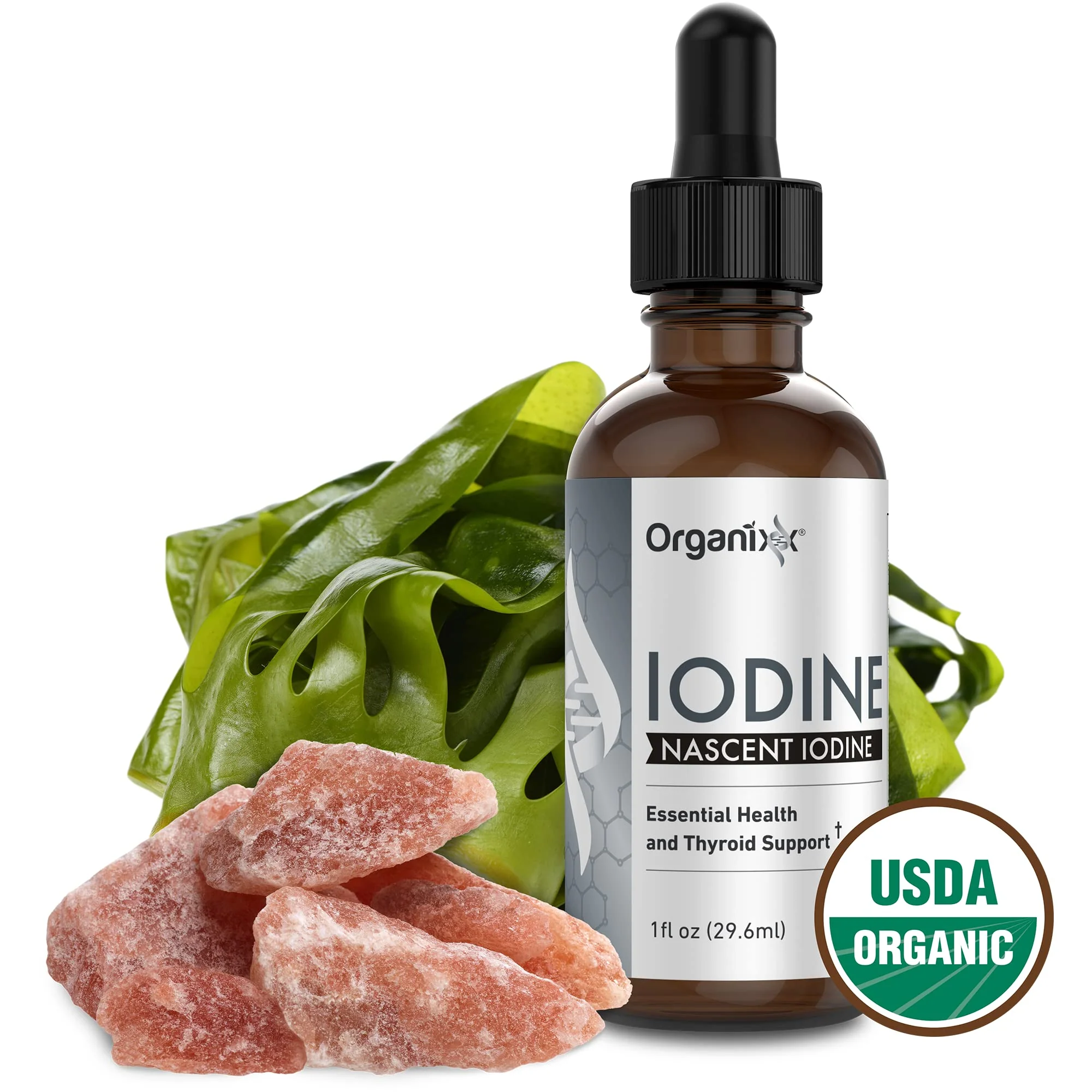 Organixx Pure Liquid Iodine Supplement Solution for Thyroid Support, Organic Drops to Support Healthy Iodine Function & Levels, Energy Levels, Hair & Skin Health, Vegan, Unflavored, 1 fl oz - Image 3