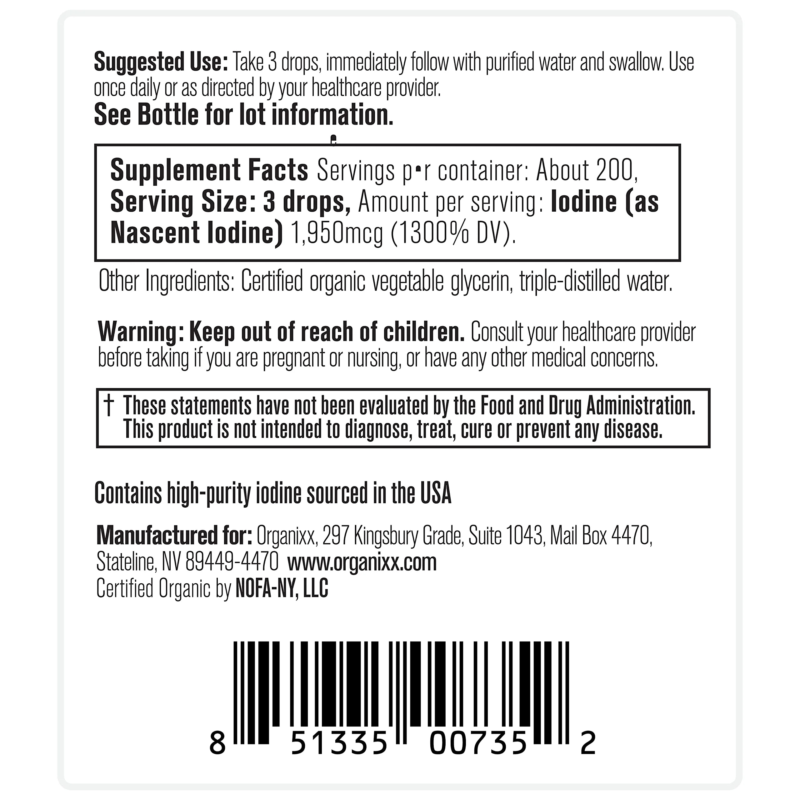 Organixx Pure Liquid Iodine Supplement Solution for Thyroid Support, Organic Drops to Support Healthy Iodine Function & Levels, Energy Levels, Hair & Skin Health, Vegan, Unflavored, 1 fl oz - Image 4