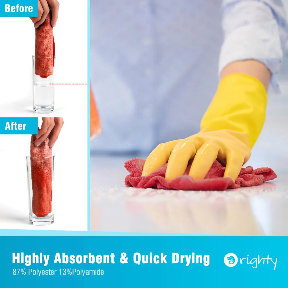 Orighty Cleaning Cloths Bulk, 150 Pack Shop Rags Reusable, Multi-Purpose Shop Towels for Cars, Microfiber Cleaning Rags for Automotive, Mechanic, Kitchen, Lint Free Towels 11.5’’ x 11.5’’, Red - Image 6