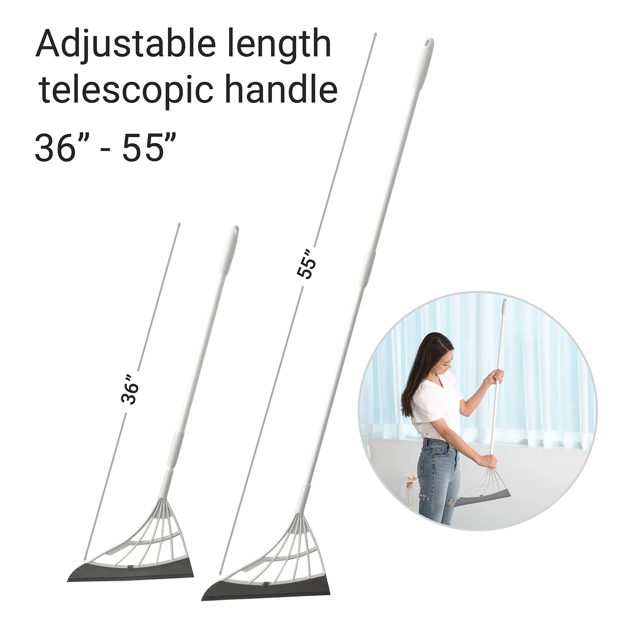 Original Broombi - All-Surface Silicone Broom, Squeegee, Pet Hair Remover - Smart Broom for Indoor Cleaning - Cleans Glass, Fine Dust, Hair, Liquids - for Smooth Floors, Rugs, Windows (Grey) - Image 2