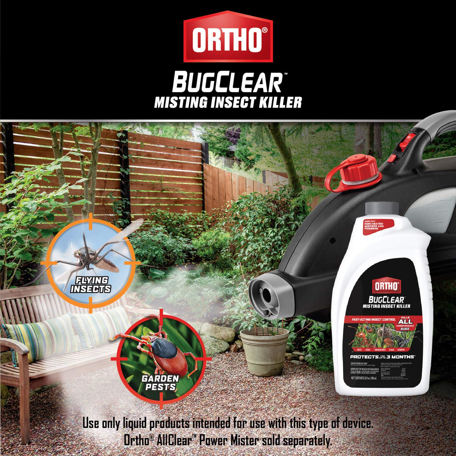 Ortho BugClear Misting Insect Killer - Outdoor Misting/Fogging Ready-to-Use Solution, Kills Mosquitoes, Ticks, Armyworms, Spiders, and More, Apply Using Non-Heated Mister/Fogger, Odor Free, 32 oz - Image 4