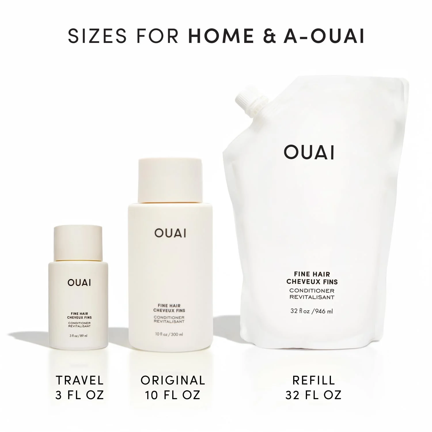 OUAI Fine Hair Conditioner Refill - Volumizing Conditioner Made with Keratin, Biotin and Chia Seed Oil - Adds Softness, Bounce and Volume - Free from Parabens, Sulfates, and Phthalates - 946ml - Image 9