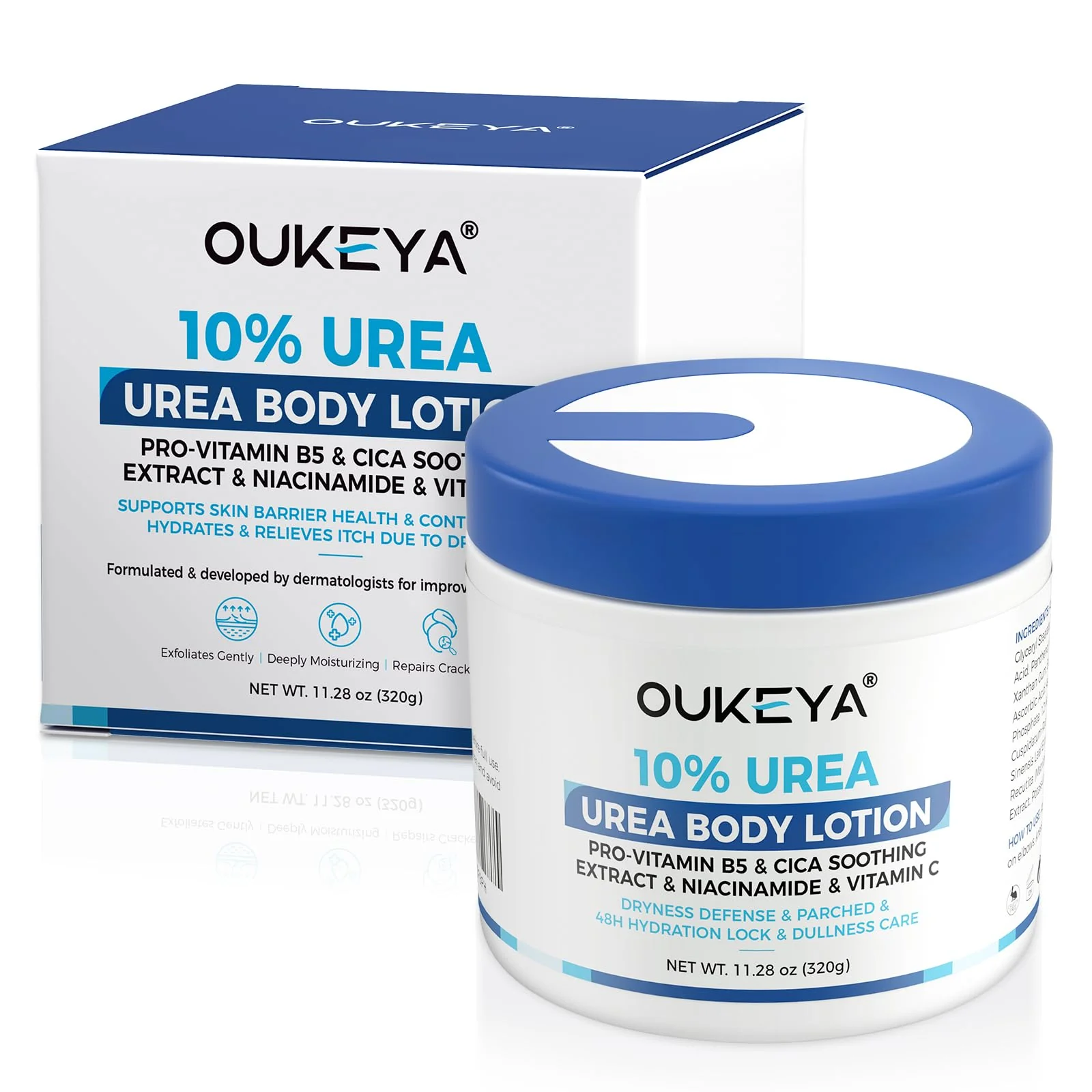 OUKEYA Urea Cream for Dry Chapped Skin with 10% Urea Deep Moisturizer Body Lotion, Softens & Soothes Hands Elbows Feet Hydrates Locks in Moisture, Fast Absorbing & Non-Greasy, 11.28 oz Large Capacity - Image 2