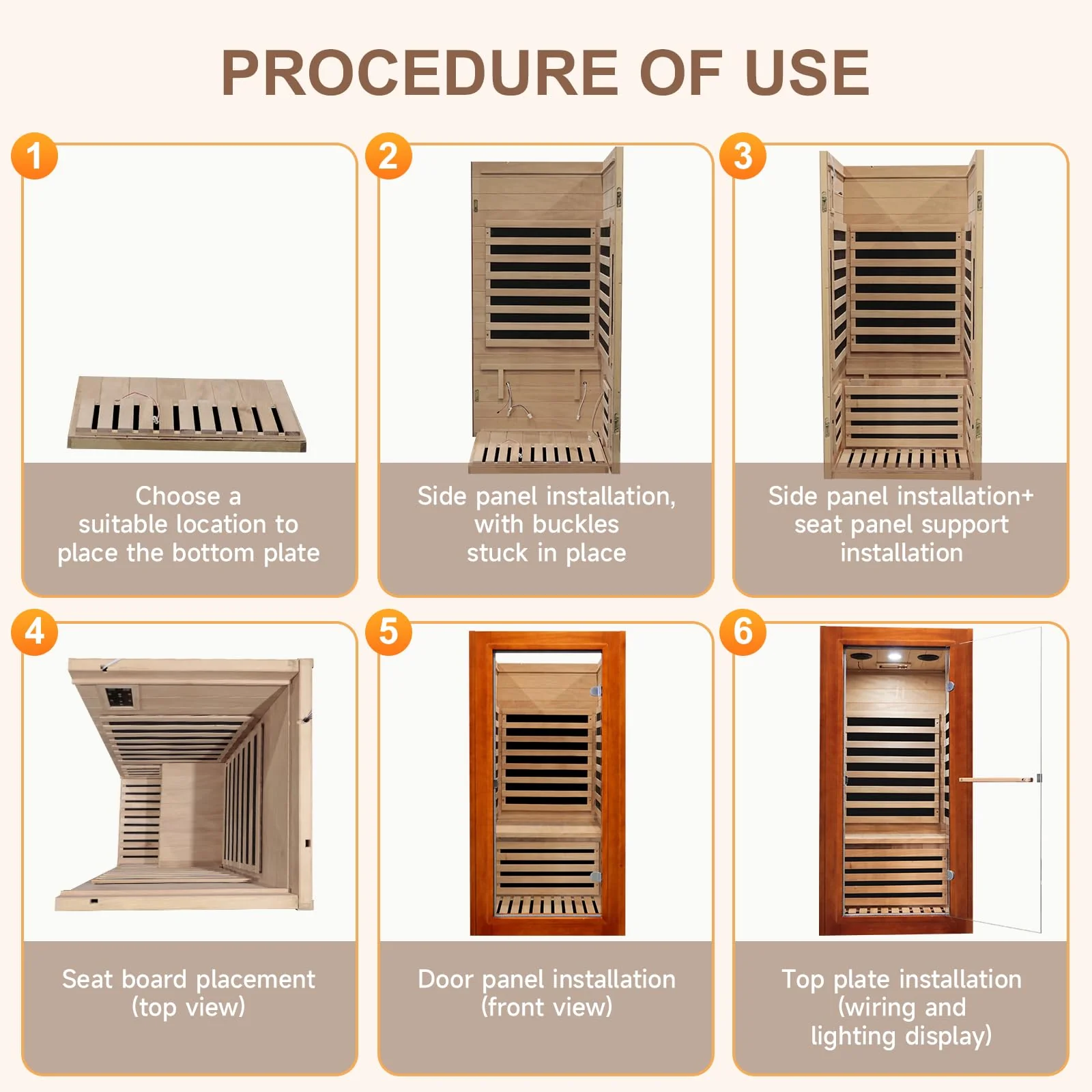 OUTEXER Far Infrared Sauna Home Sauna Spa Room Low-EMF 1020W Indoor Wood Saunas for Home with 7 Color Light 31.5"x31.5"x63" - Image 5