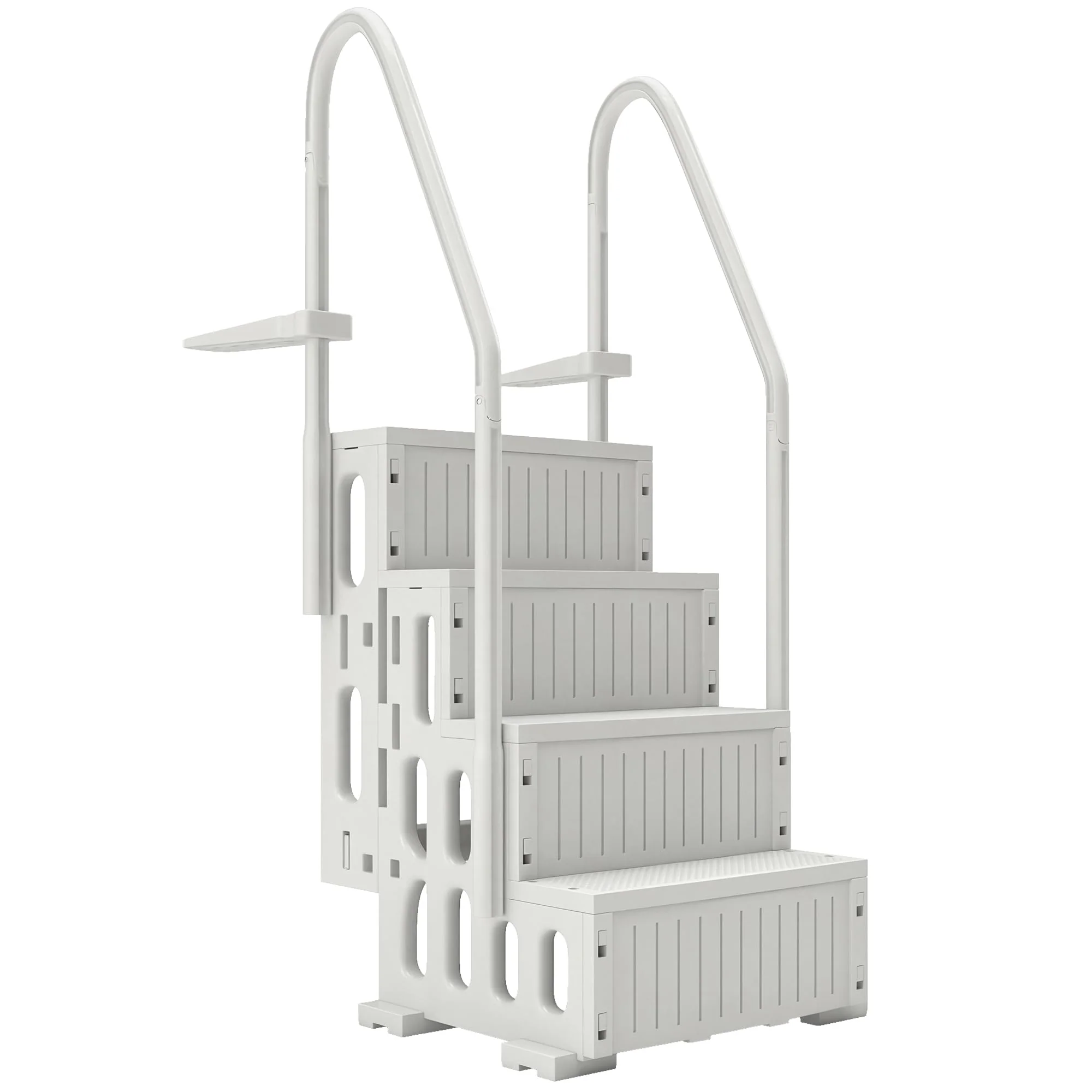 Outsunny 4-Step Swimming Pool Ladder, HDPE with Dual Handrails and Non-Slip Steps for Above Ground Pools, Entry/Exit Ladder, Fits 46.1" - 57.9" High Walls, 396 lbs. Load Capacity White