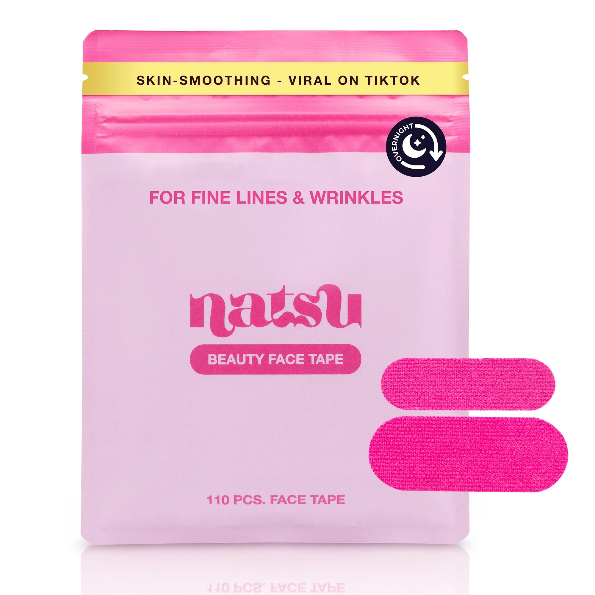 Overnight Anti Wrinkle Patches for Women - Japanese Face Tape for Forehead, Smile Lines - Pre-Cut Kinesiology Face Tape in 2 Sizes - Hypoallergenic, Skin Safe, Latex-Free - 1 Month Supply