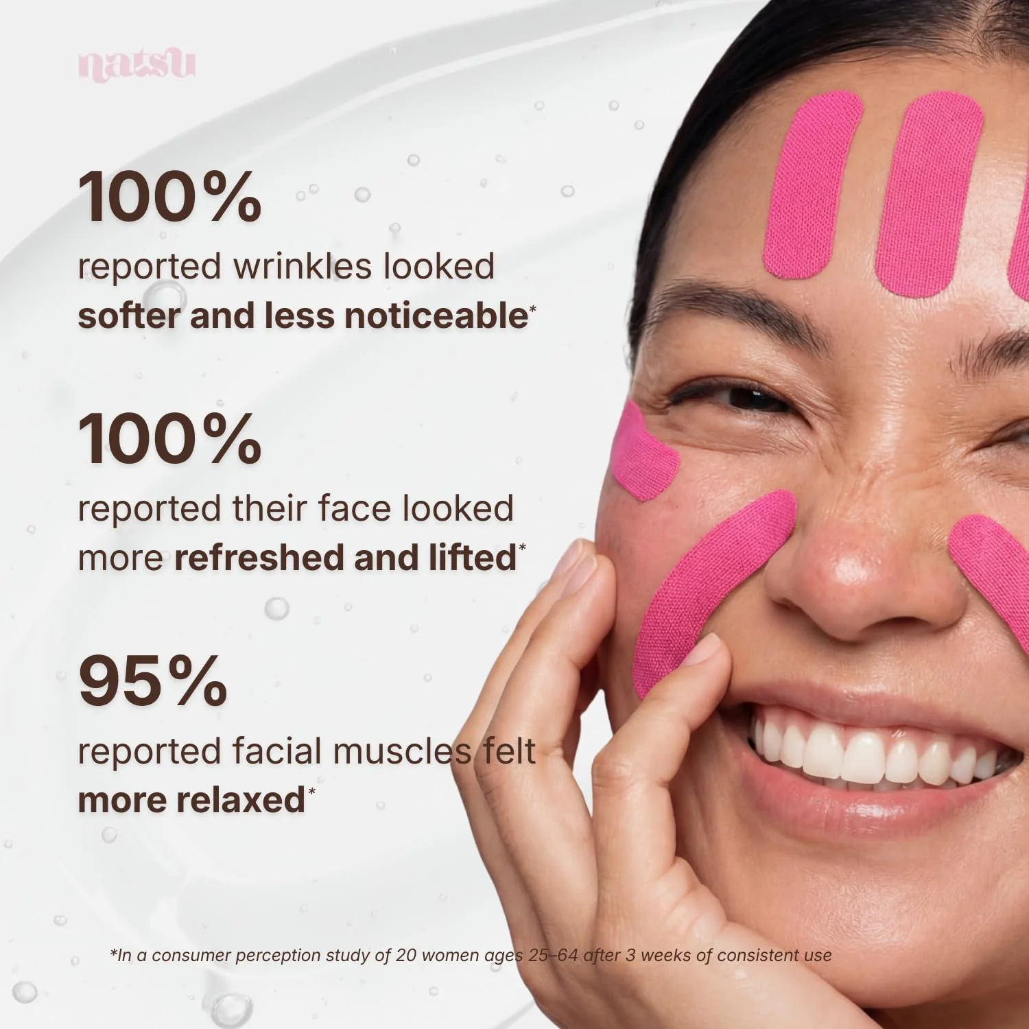 Overnight Anti Wrinkle Patches for Women - Japanese Face Tape for Forehead, Smile Lines - Pre-Cut Kinesiology Face Tape in 2 Sizes - Hypoallergenic, Skin Safe, Latex-Free - 1 Month Supply - Image 8