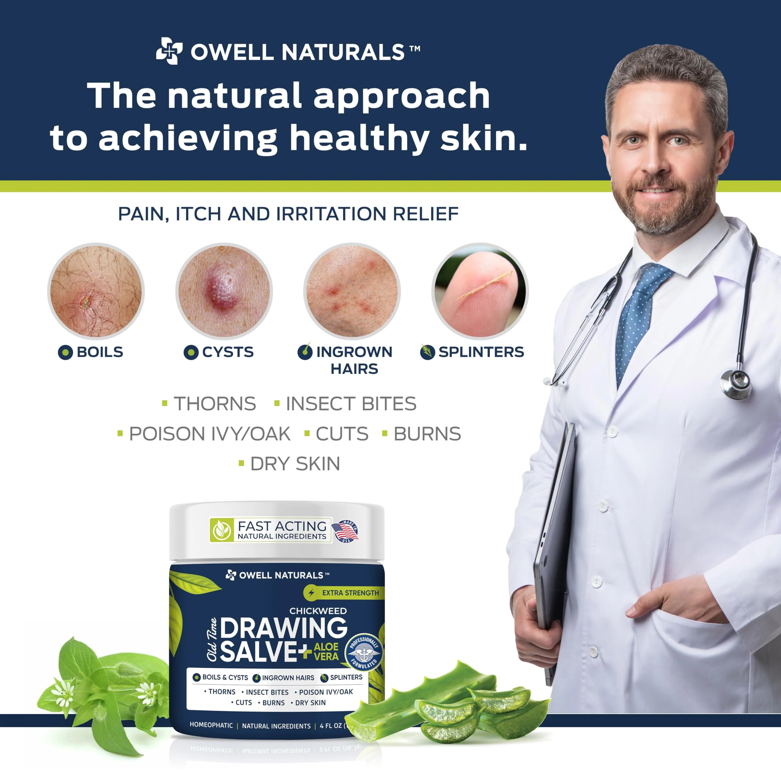 OWELL Naturals Drawing Salve – Fast Acting for Ingrown Hairs, Boils, Bumps, Cysts & Splinters – Clear Non-Staining Formula for Bikini Line, Underarms & Sensitive Skin – 4 oz - Image 6