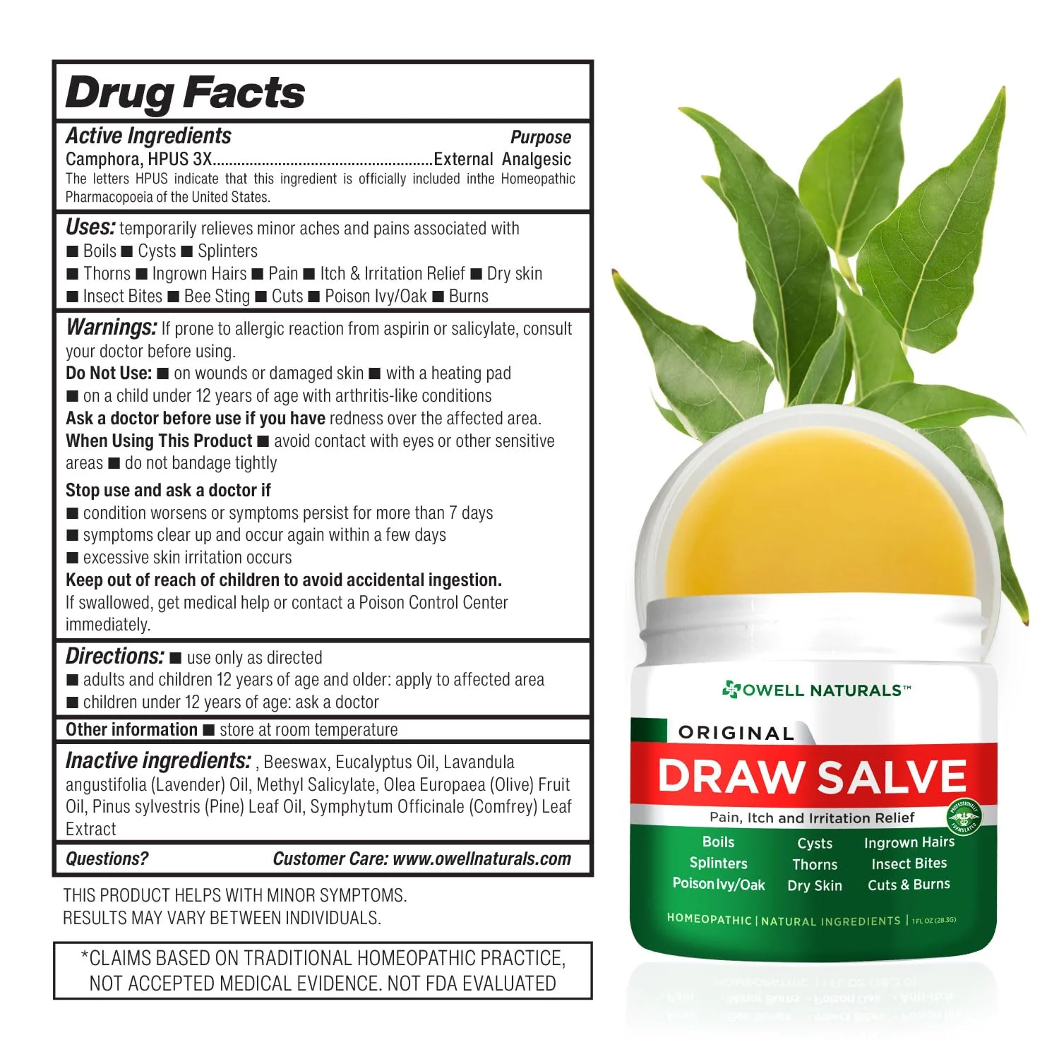 OWELL Naturals Drawing Salve Ointment for Boil & Cyst Removal, Deep Ingrown Hair, Splinter Remover, Bug Spider Bites, Bee Sting, Mosquito Itching, Poison Ivy - Image 7