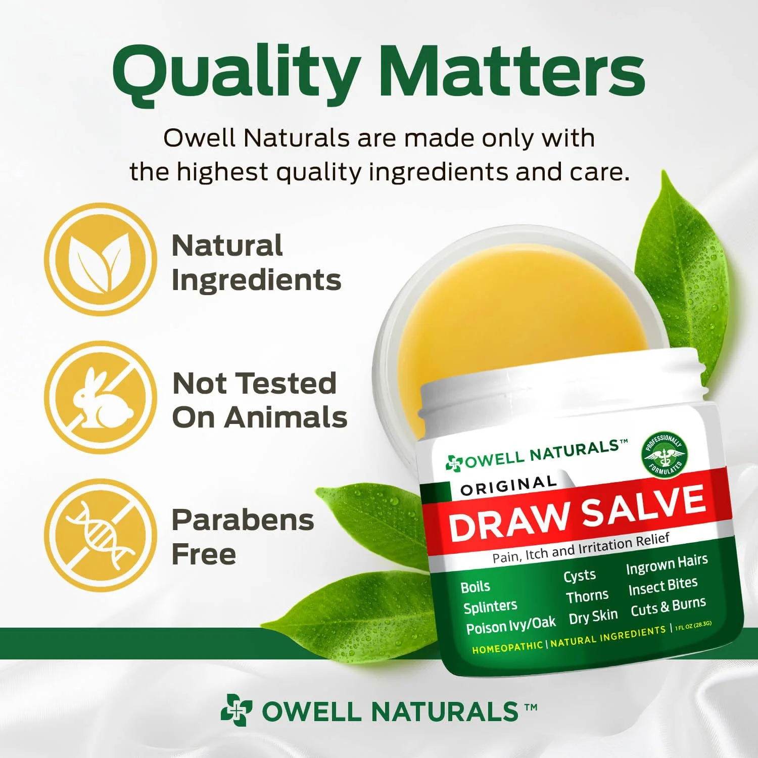 OWELL Naturals Drawing Salve Ointment for Boil & Cyst Removal, Deep Ingrown Hair, Splinter Remover, Bug Spider Bites, Bee Sting, Mosquito Itching, Poison Ivy - Image 6