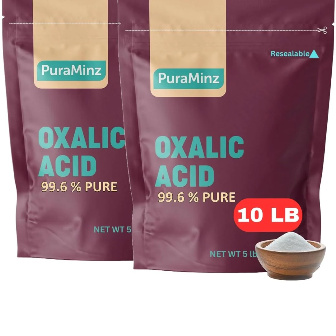 Oxalic Acid (10 LBS), Wood Stain Remover, Rust Remover, Metal & Stone cleaner, Deck Cleaner- Industrial grade Multipurpose Cleaner (2 Packs of 5lbs) Durable Resealable Packaging