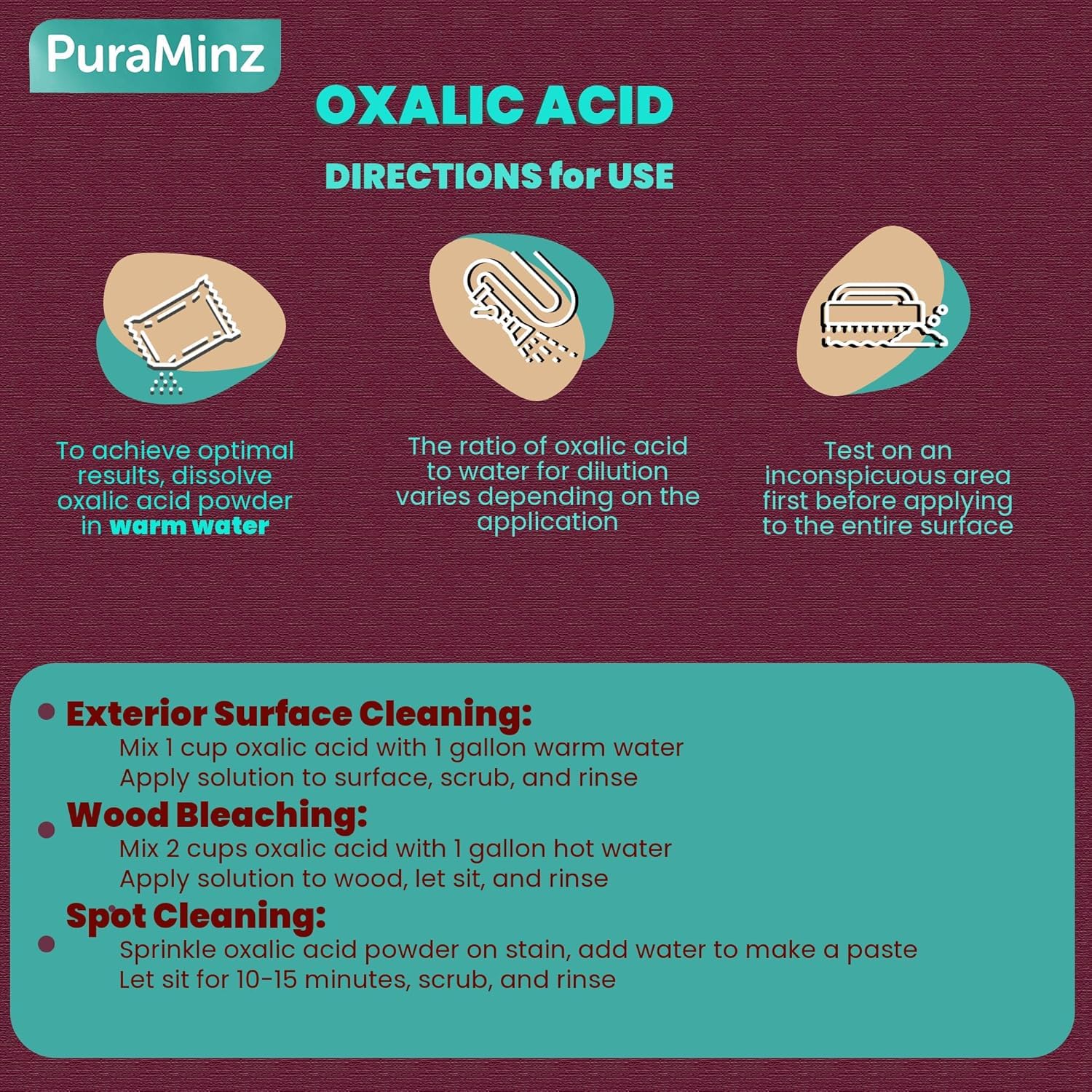 Oxalic Acid (10 LBS), Wood Stain Remover, Rust Remover, Metal & Stone cleaner, Deck Cleaner- Industrial grade Multipurpose Cleaner (2 Packs of 5lbs) Durable Resealable Packaging - Image 2
