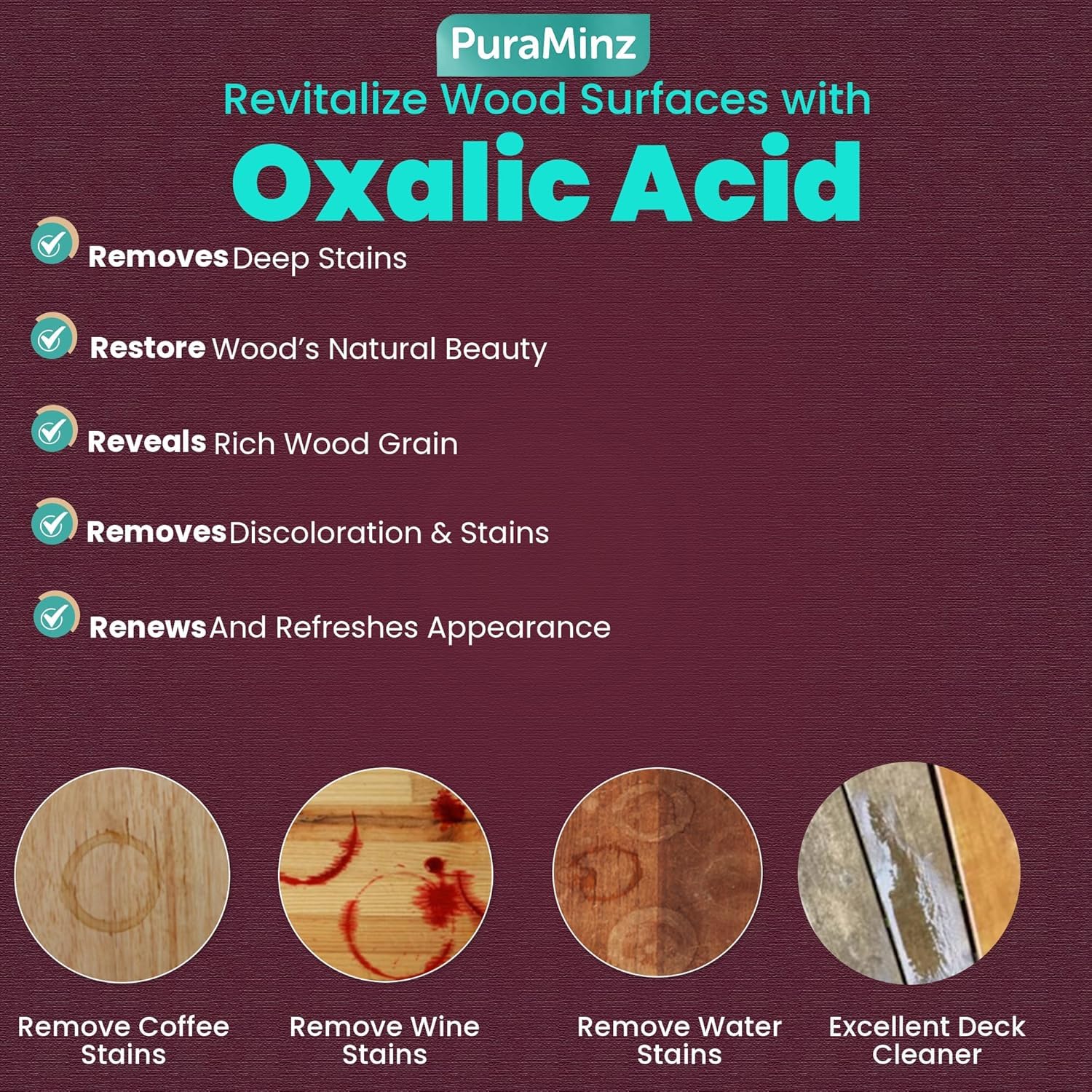 Oxalic Acid (10 LBS), Wood Stain Remover, Rust Remover, Metal & Stone cleaner, Deck Cleaner- Industrial grade Multipurpose Cleaner (2 Packs of 5lbs) Durable Resealable Packaging - Image 3
