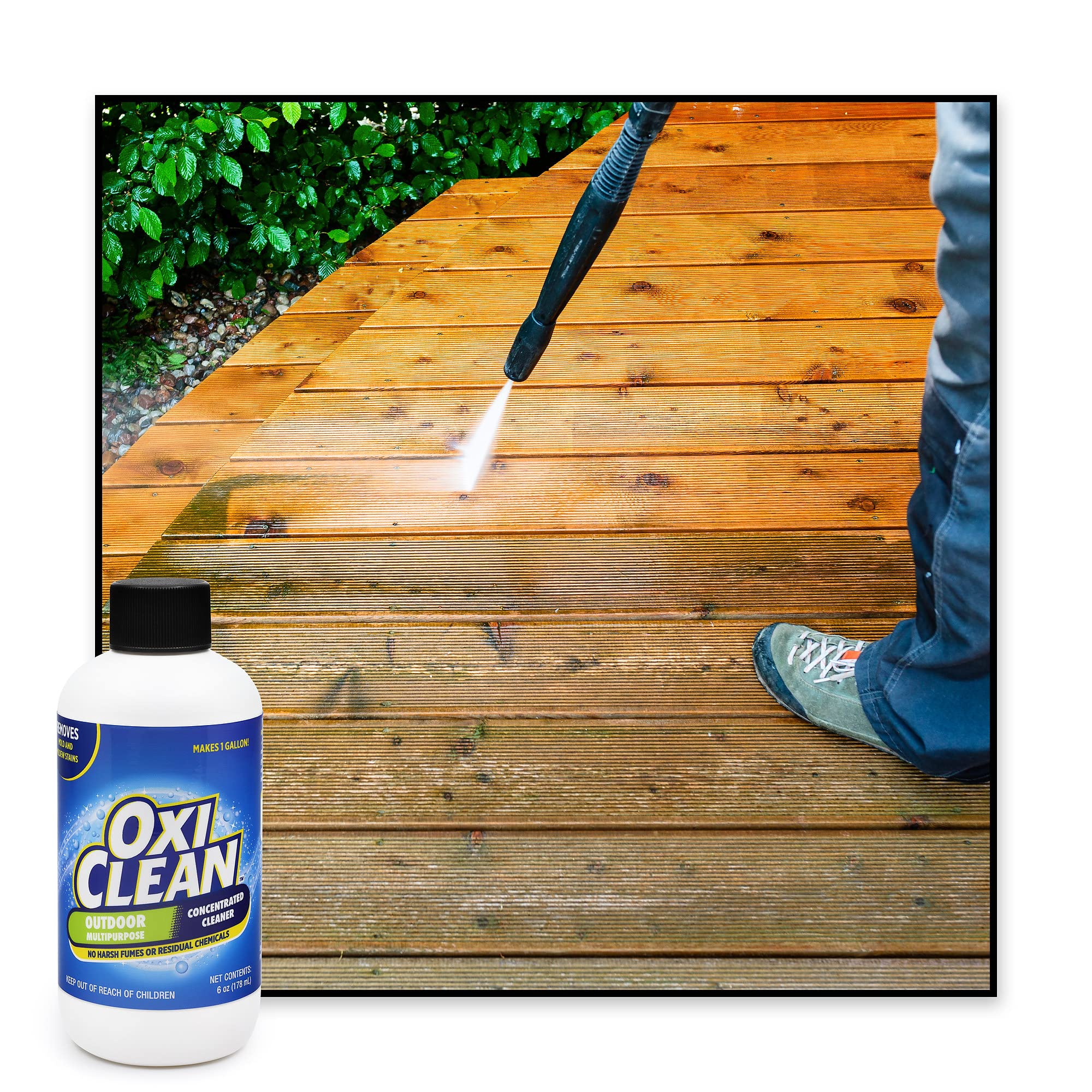 OxiClean Outdoor Multipurpose Super Concentrated Cleaner - Makes 4 Gallons Stain Remover Driveway for Concrete (4 Pack 6oz Bottle = Gallons) White 24 Fl Oz - Image 3