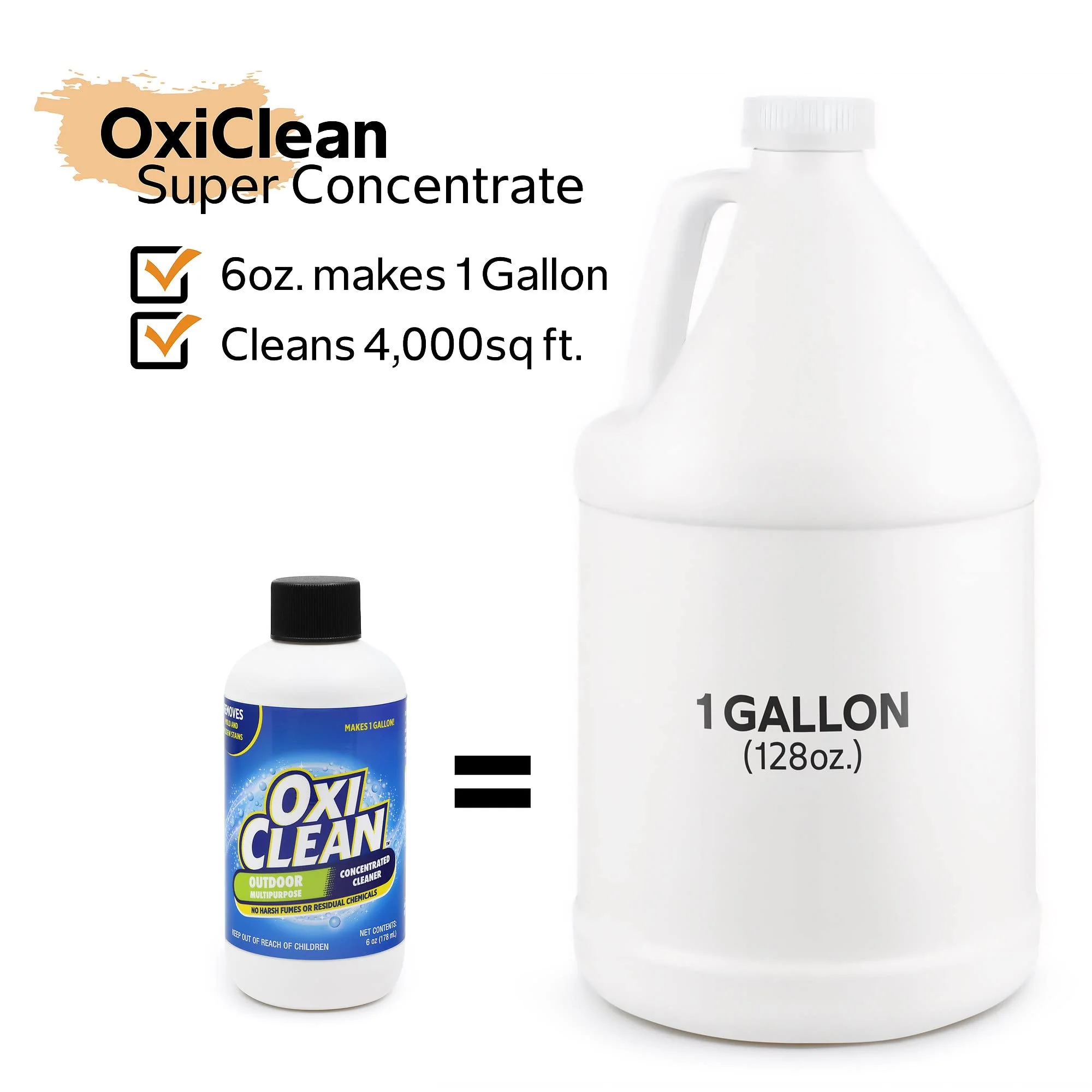 OxiClean Outdoor Multipurpose Super Concentrated Cleaner - Makes 4 Gallons Stain Remover Driveway for Concrete (4 Pack 6oz Bottle = Gallons) White 24 Fl Oz - Image 7
