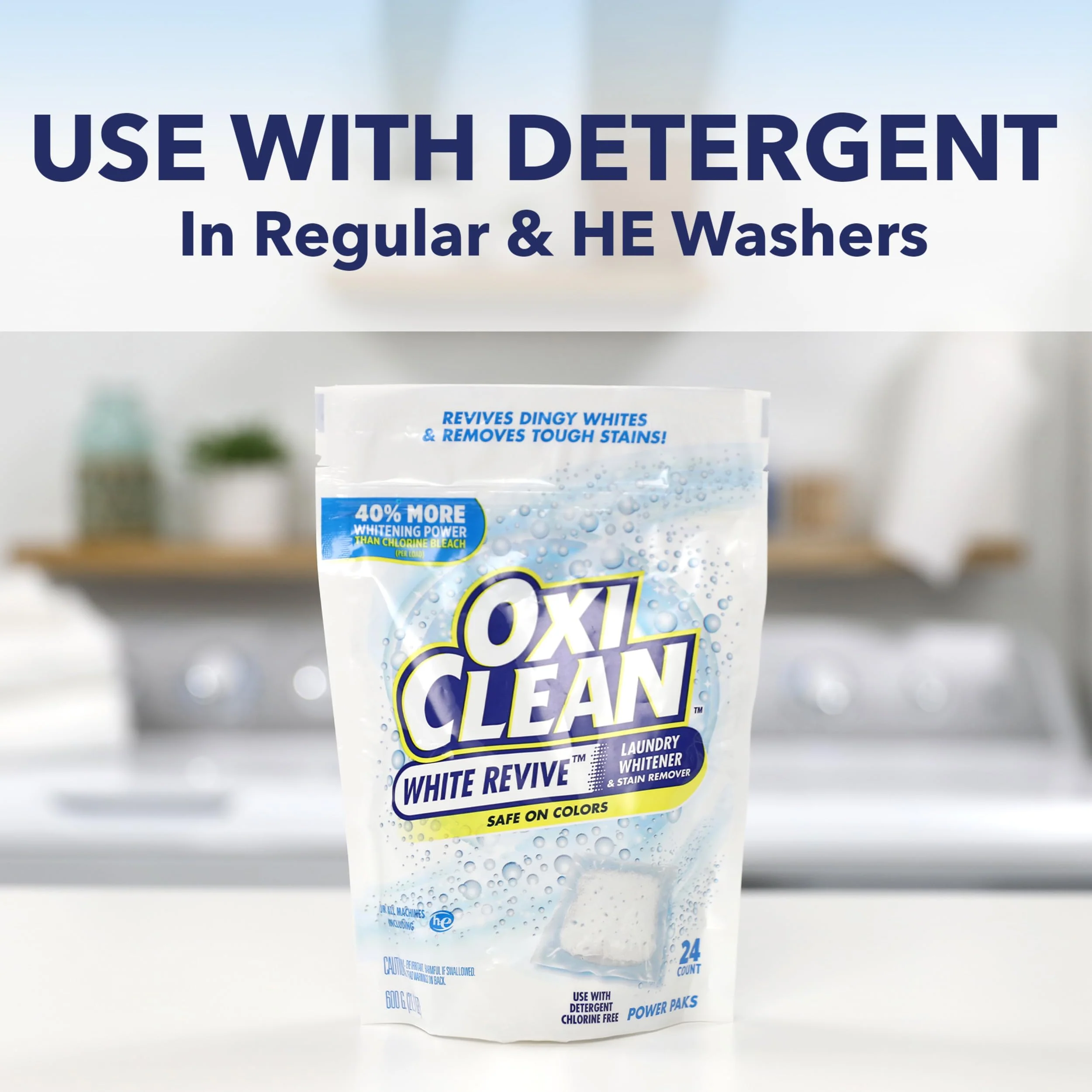 OxiClean White Revive Laundry Whitener and Stain Remover Power Paks,24 Count (Pack of 4) - Image 3